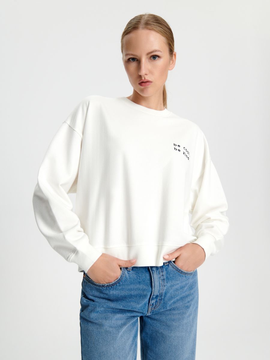 Sweatshirt Mit Druck Farbe Wei Sinsay X X