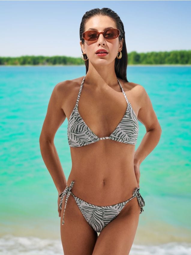 Slip Bikini Culoare Verde Oliv Sinsay Af X