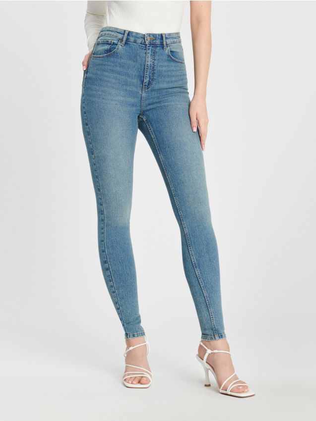 High Waist Jeans Im Skinny Fit Farbe Blau SINSAY 876AJ 54J