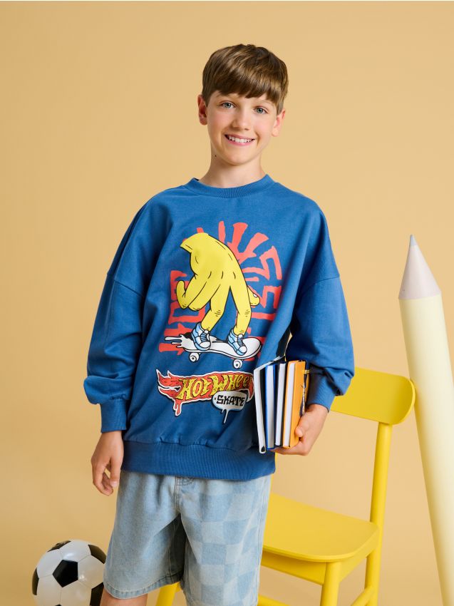 Bluza Z Nadrukiem Hot Wheels Kolor Niebieski Sinsay Ao X