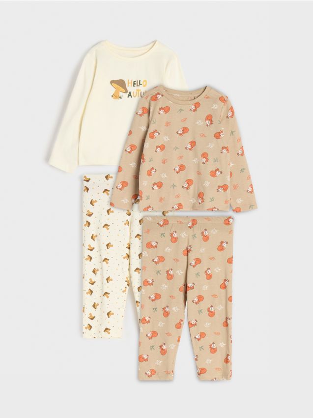 Zweiteiliges Pyjama Set 2 Pack Farbe Creme SINSAY ZD877 01X