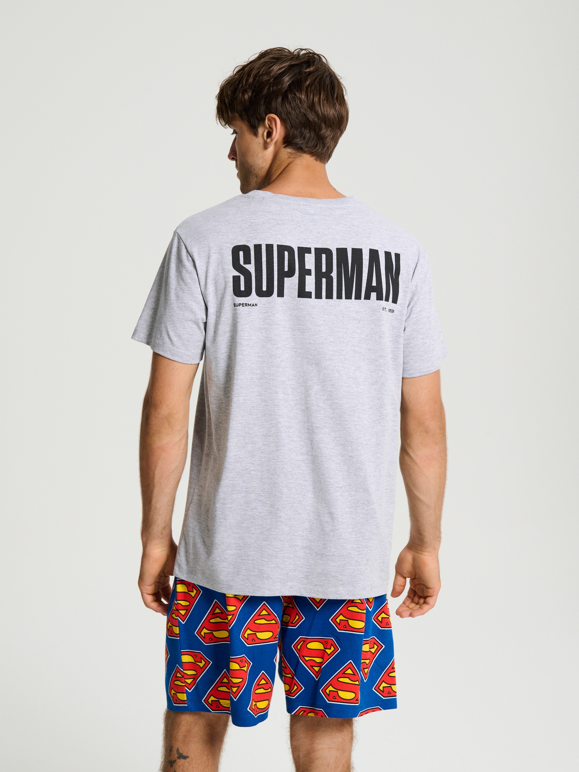 Sinsay - Piżama z domieszką wiskozy z nadrukiem na plecach Superman - wielobarwny