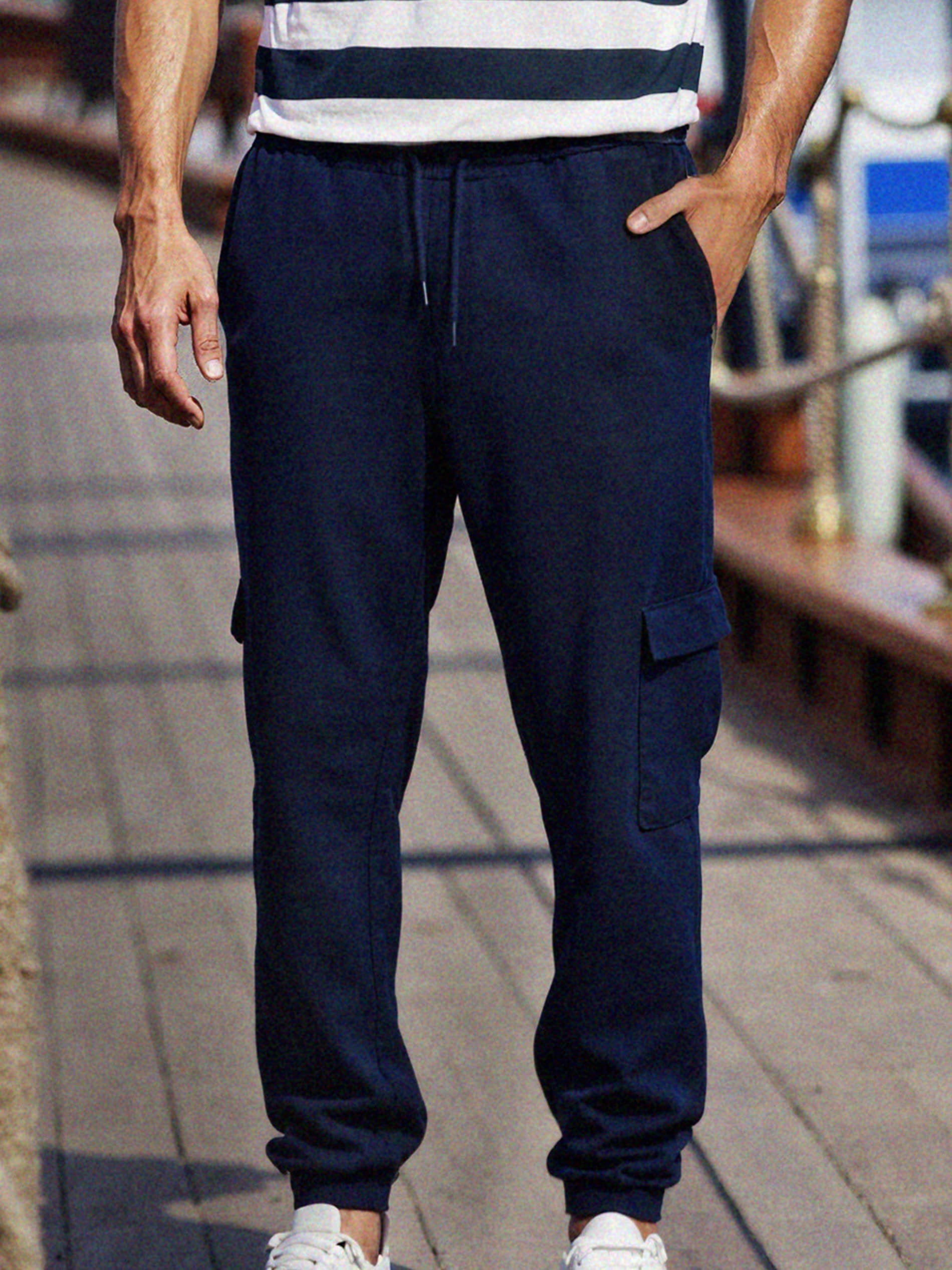 Sinsay - Spodnie jogger cargo - granatowy