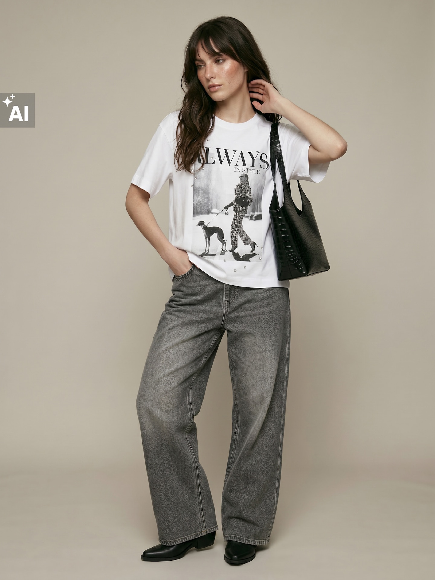 Sinsay - Jeansy wide leg comfort mid waist - szary