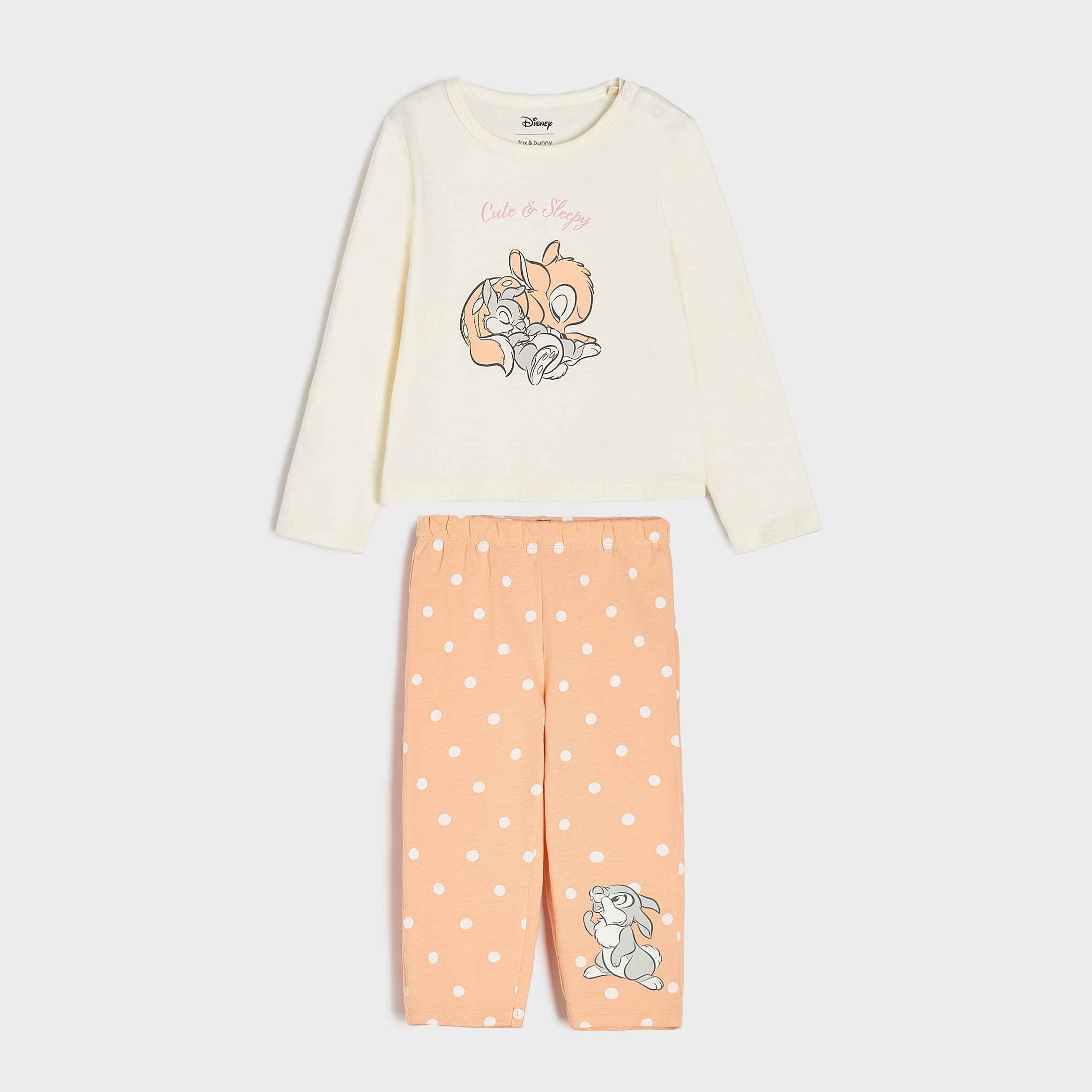 Sinsay - Set Pijama Cu Bambi - Oranj