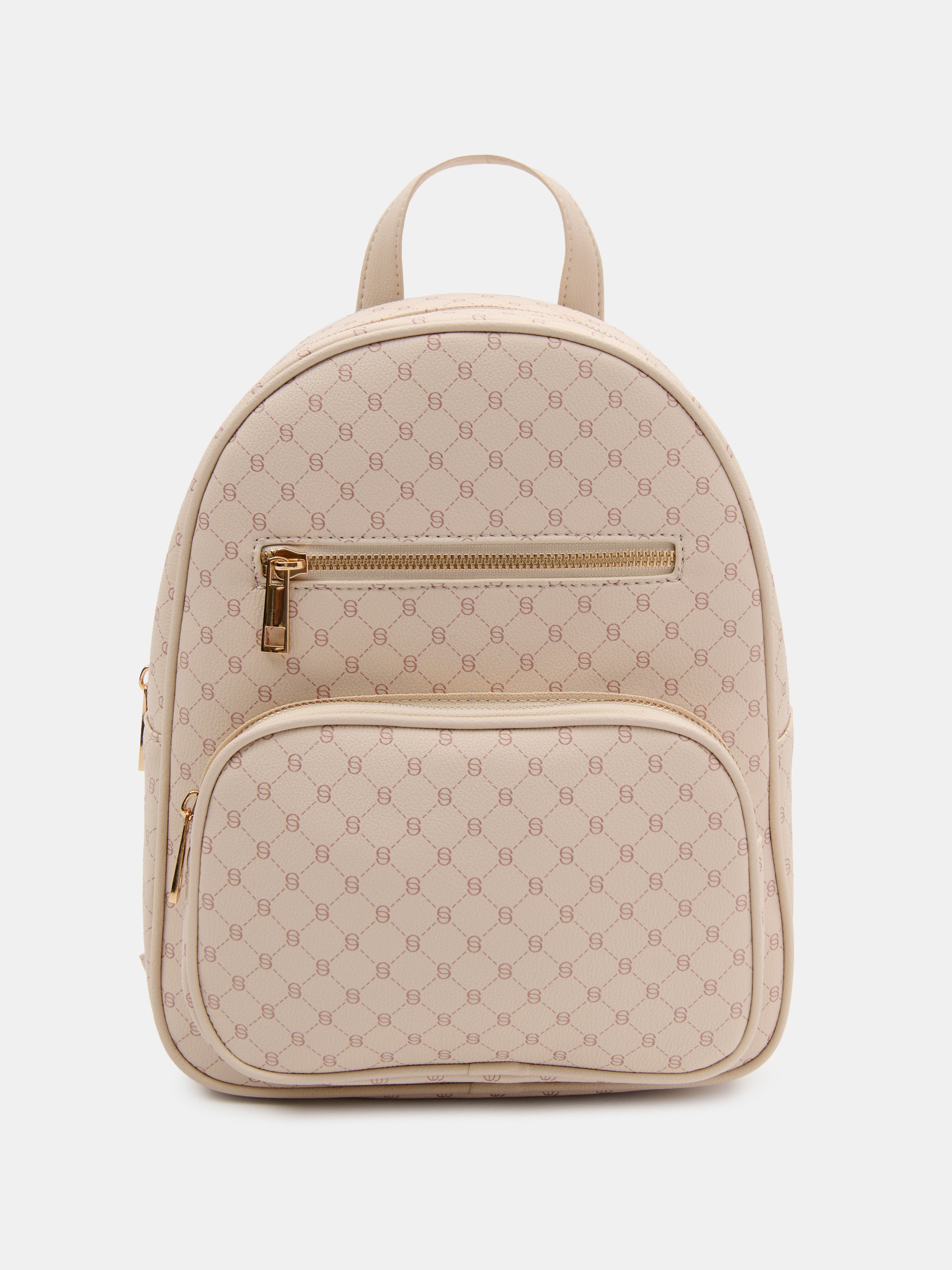 Sinsay - Plecak z imitacji skóry z monogramem - beżowy