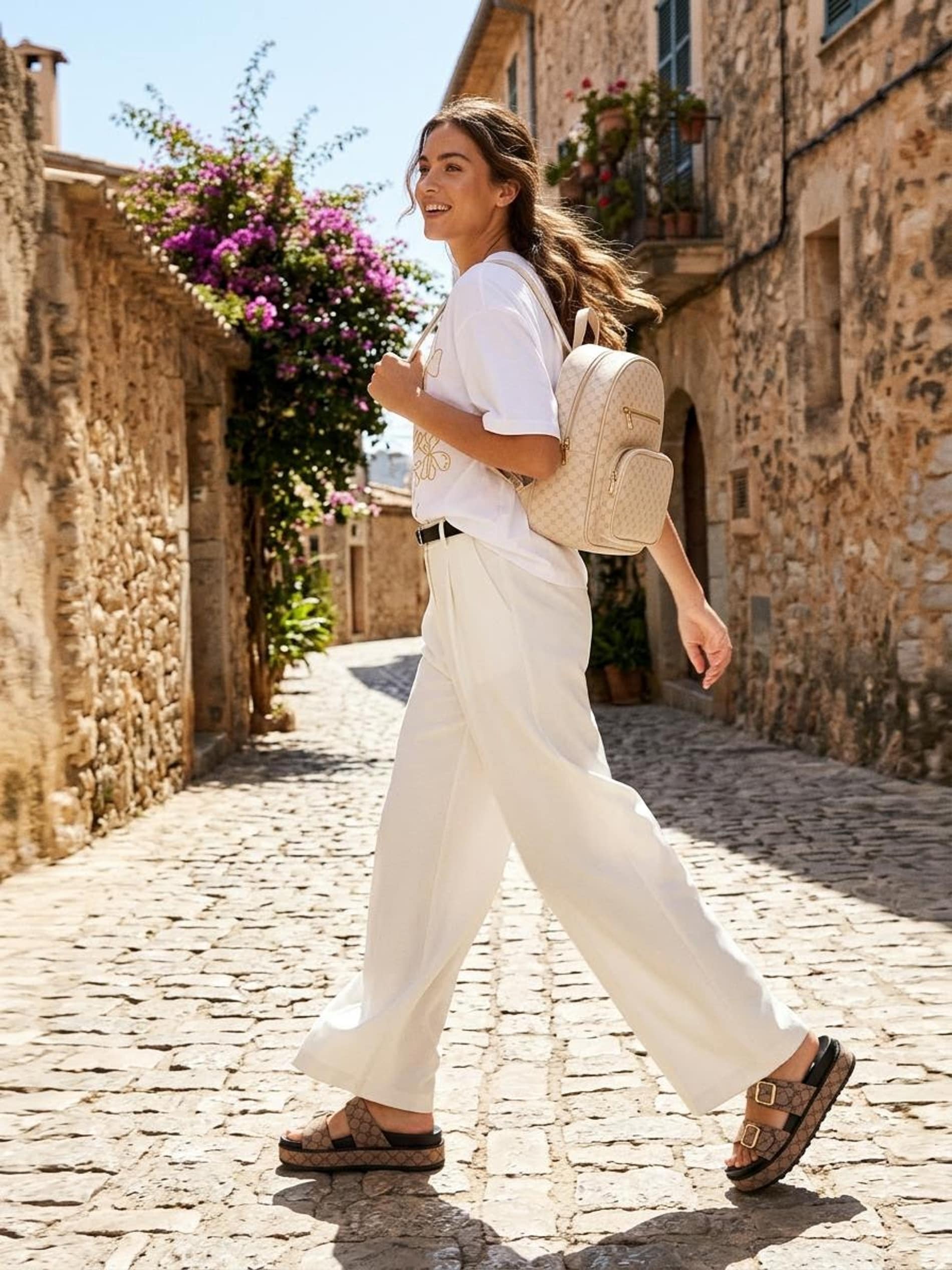 Sinsay - Spodnie palazzo z domieszką lnu - biały