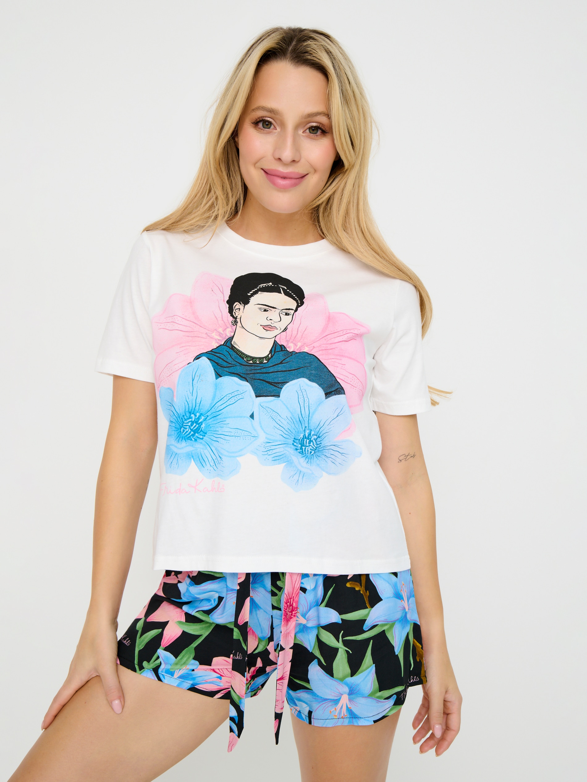 Sinsay - Piżama dwuczęściowa Frida Kahlo - kremowy