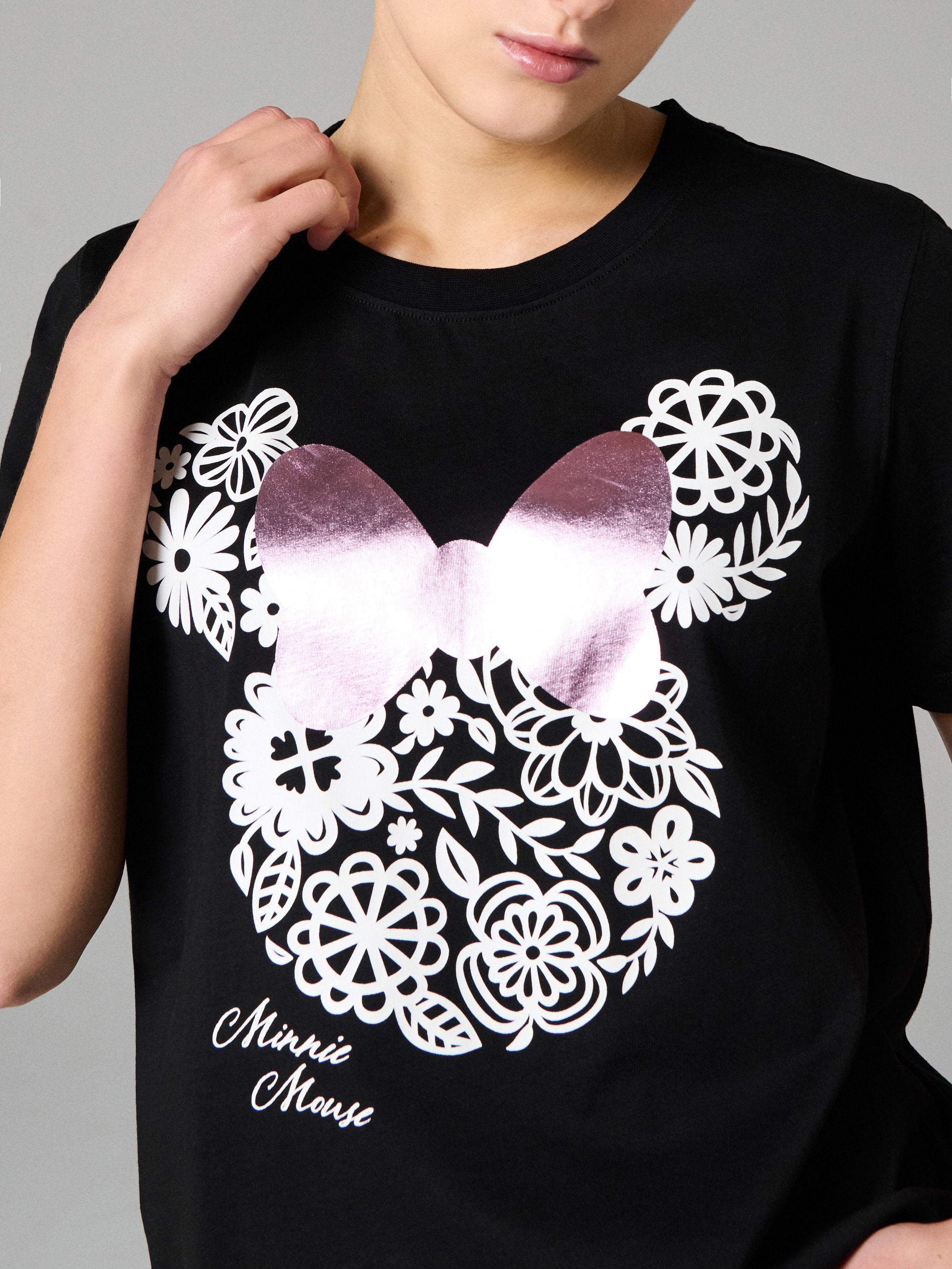 Sinsay - Bawełniana koszulka z nadrukiem Minnie Mouse - czarny