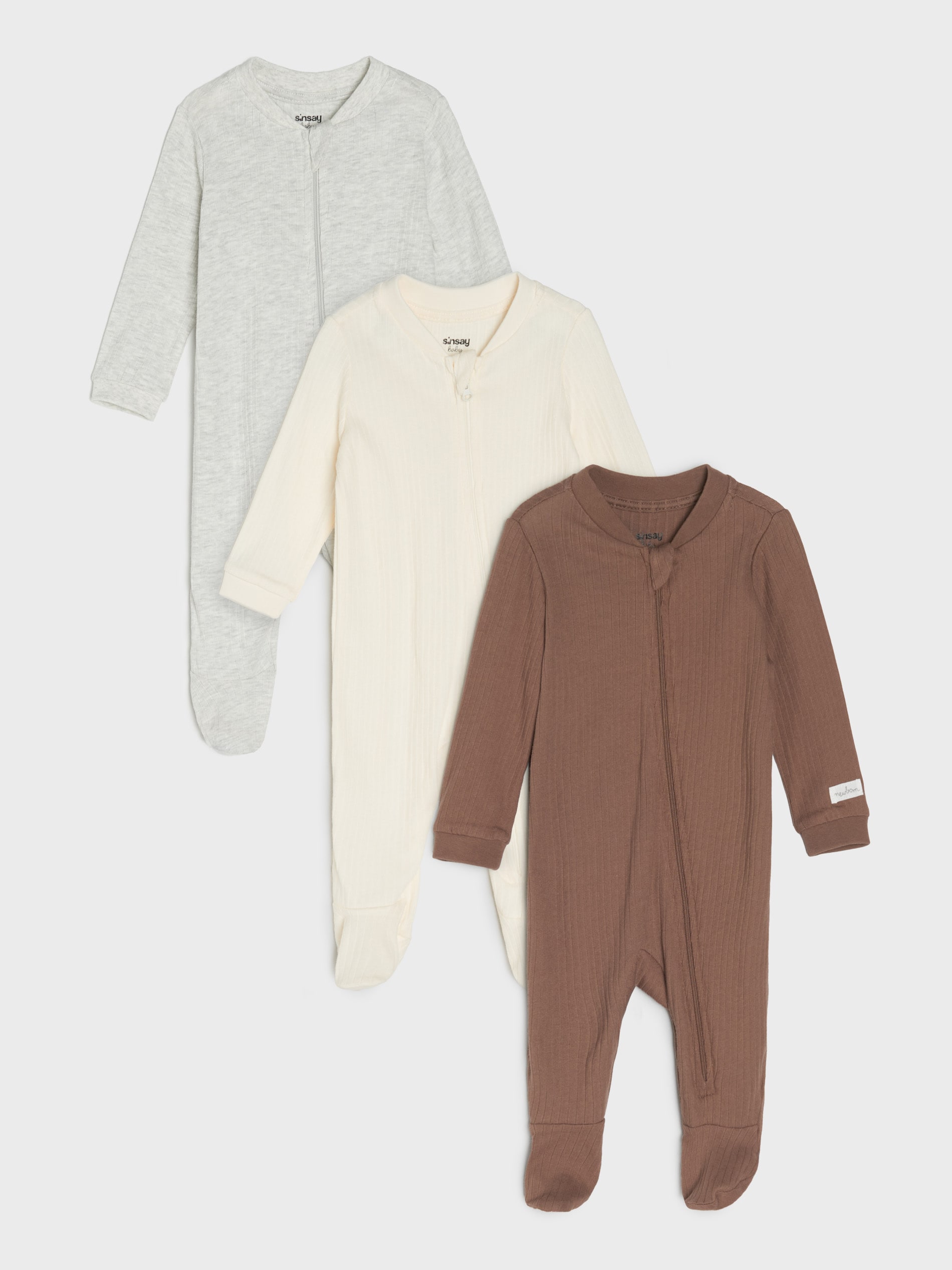 Sinsay - Σετ 3 ριγέ φορμάκια με ποδαράκια - κρεμ φωτογραφία