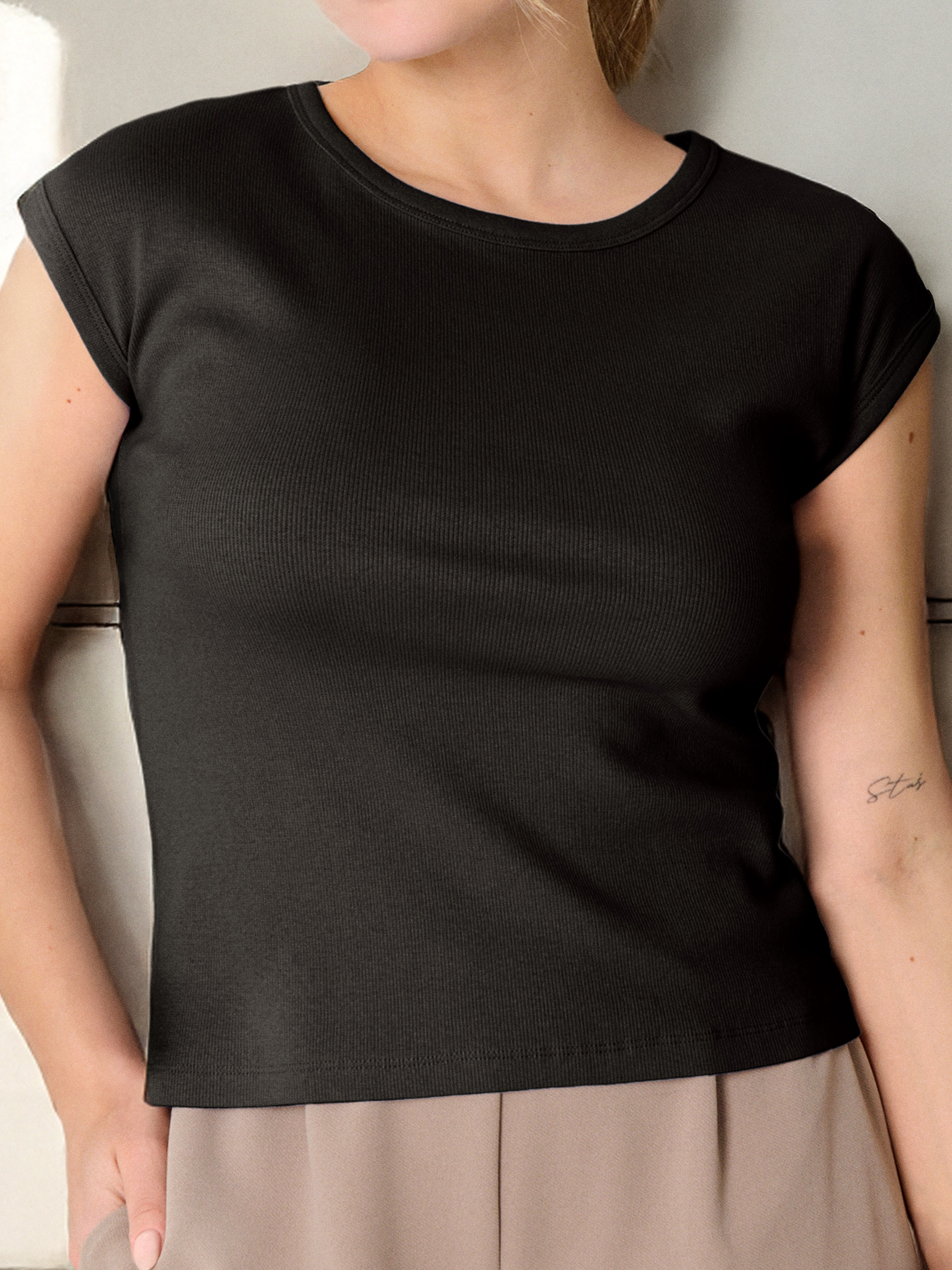 Sinsay - Βαμβακερό μπλουζάκι - μαυρο φωτογραφία