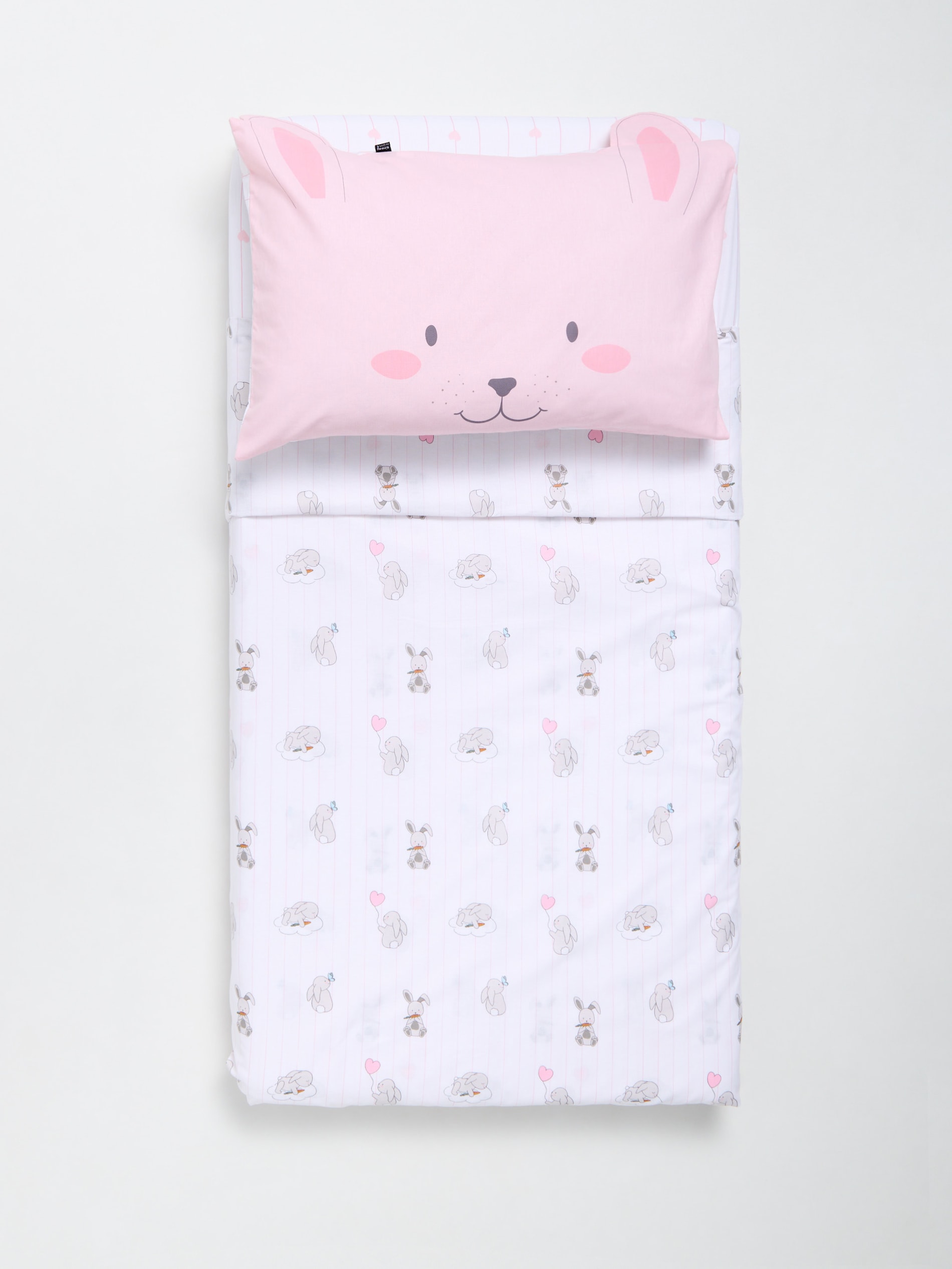 Sinsay - Komplet pościeli dziecięcej z motywem zajączka i prześcieradłem - biały