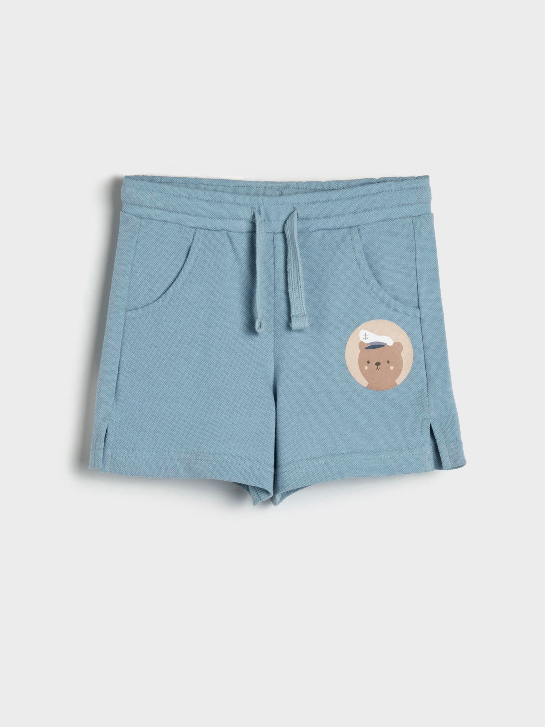 Sinsay - Szorty z pikowanej dzianiny - błękitny