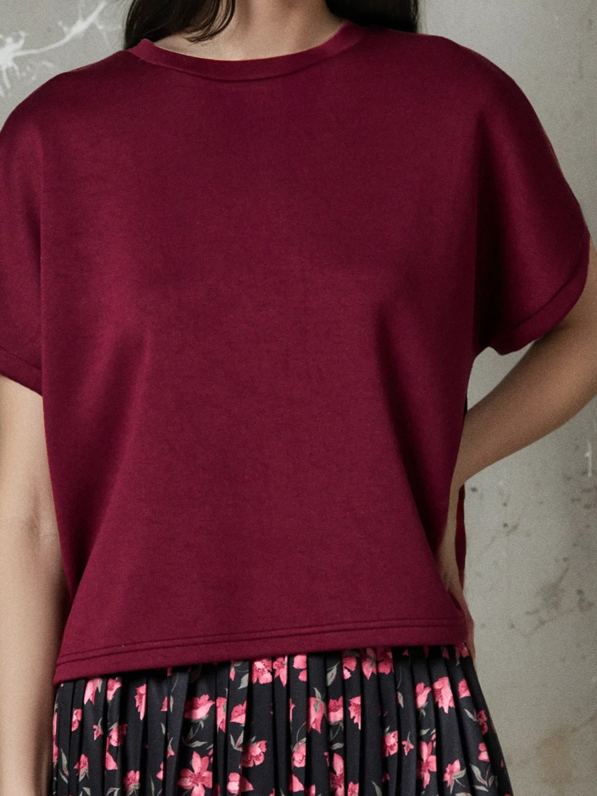 Sinsay - Bluza z krótkim rękawem soft touch - czerwony
