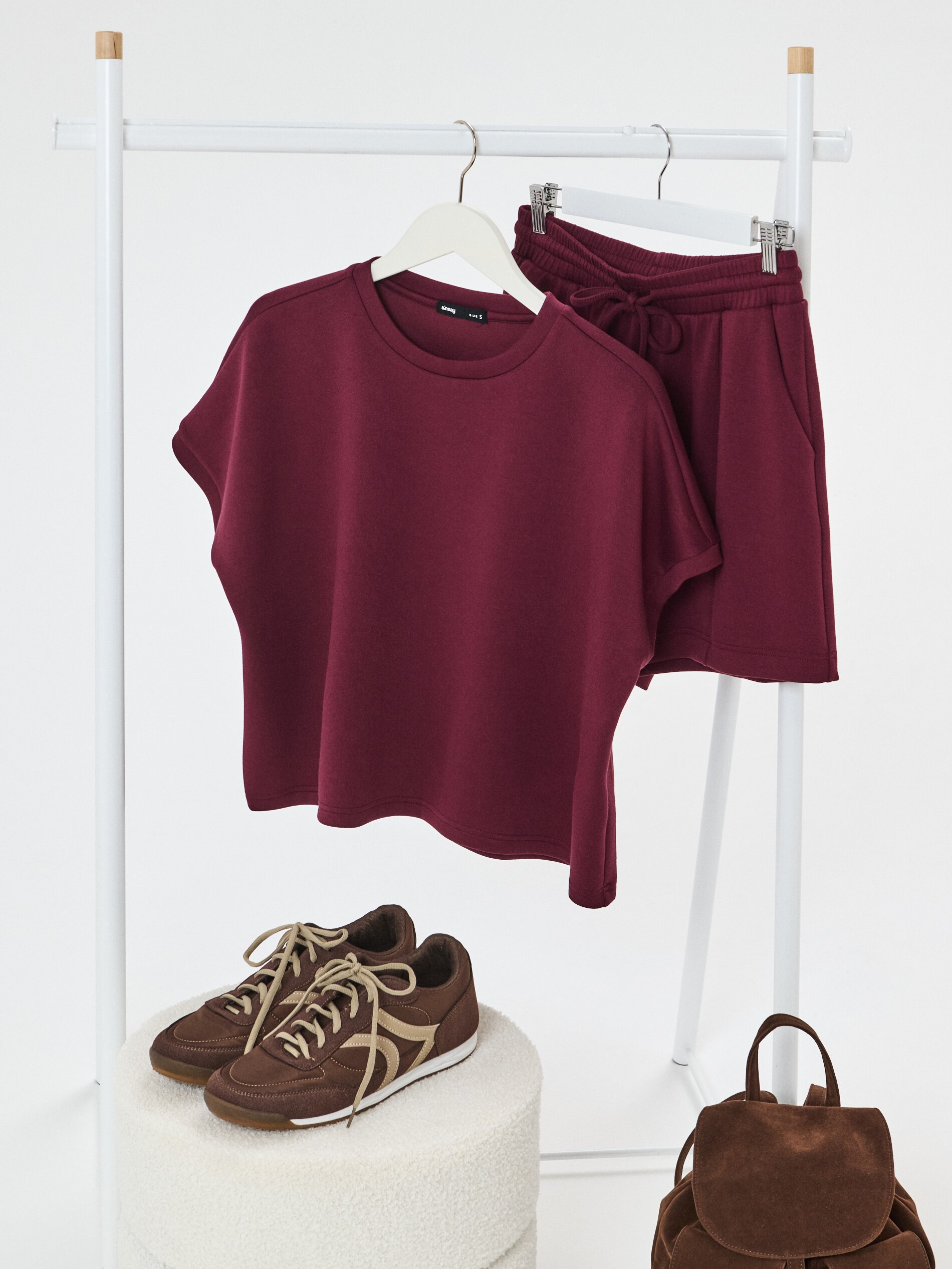 Sinsay - Bluza z krótkim rękawem soft touch - czerwony