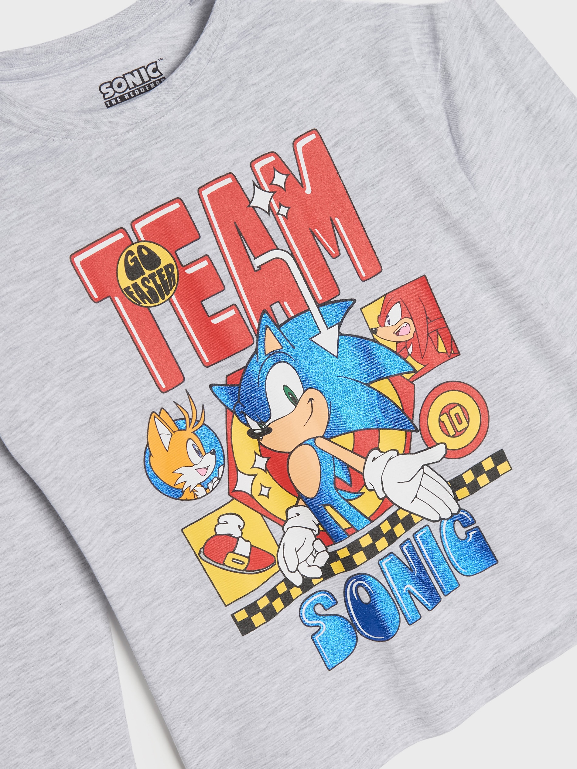 Sinsay - Βαμβακερό μπλουζάκι με στάμπα Sonic the Hedgehog - ανοιχτό γκρι φωτογραφία