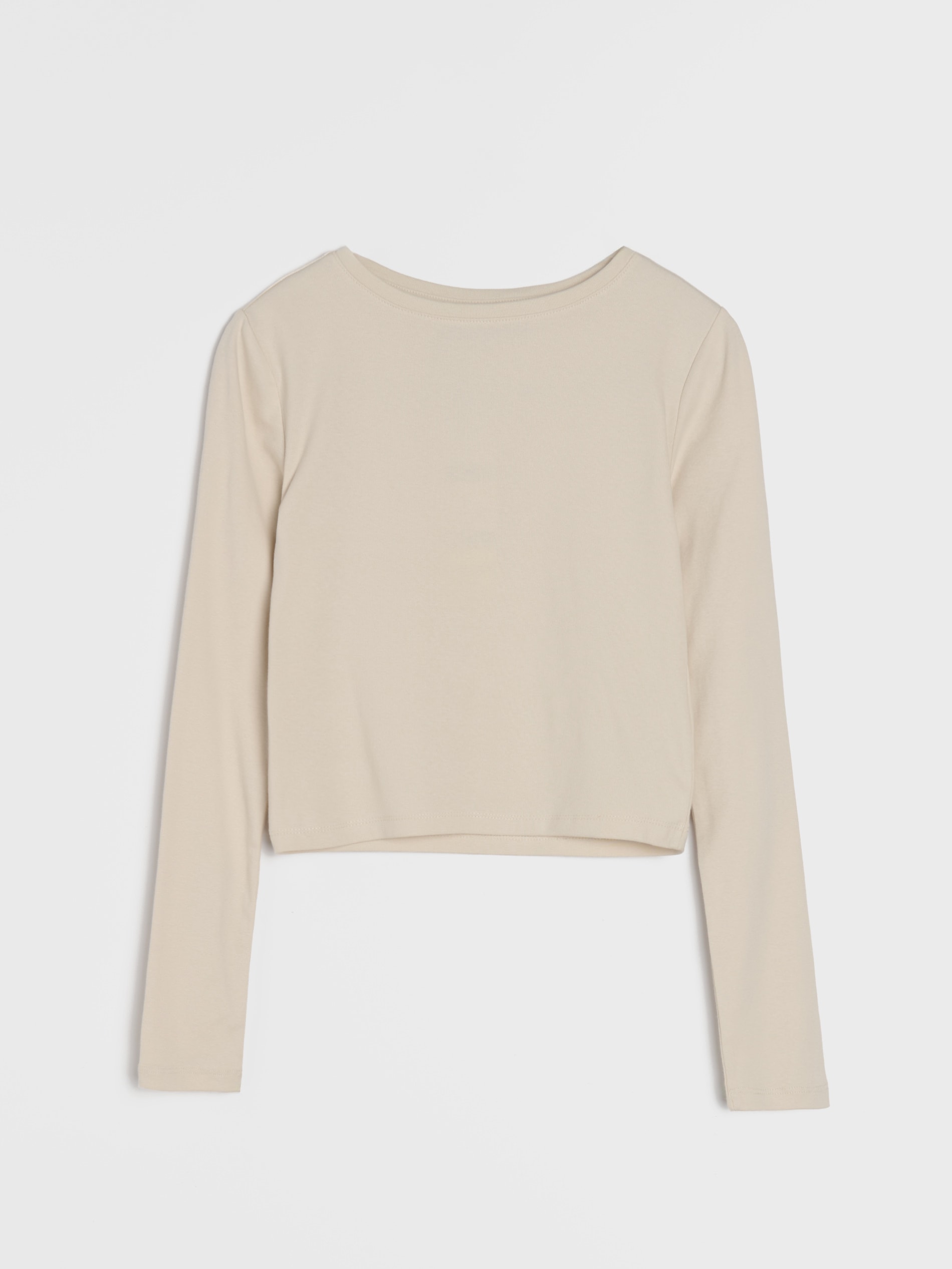 Sinsay - Koszulka z długim rękawem basic - kremowy