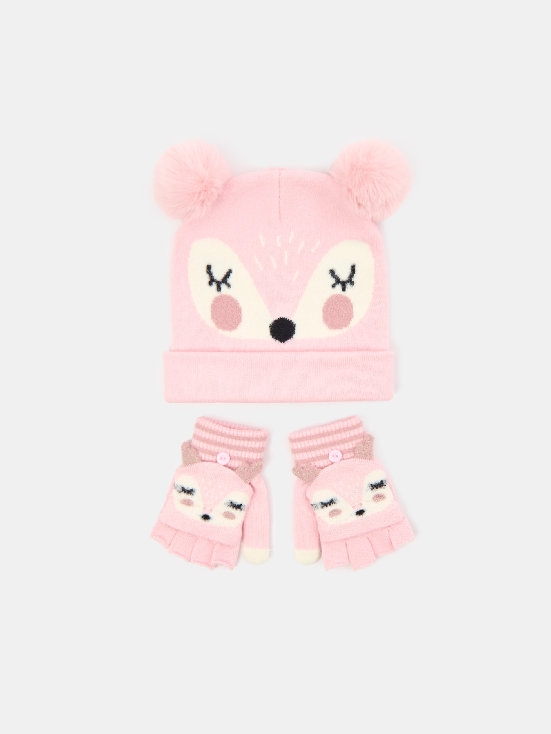 Sinsay - Σετ: Σκούφος με γάντια - ροζ παστελ φωτογραφία