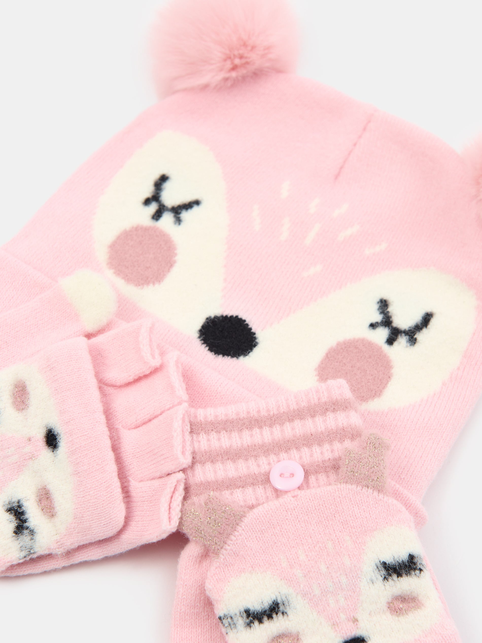 Sinsay - Σετ: Σκούφος με γάντια - ροζ παστελ φωτογραφία