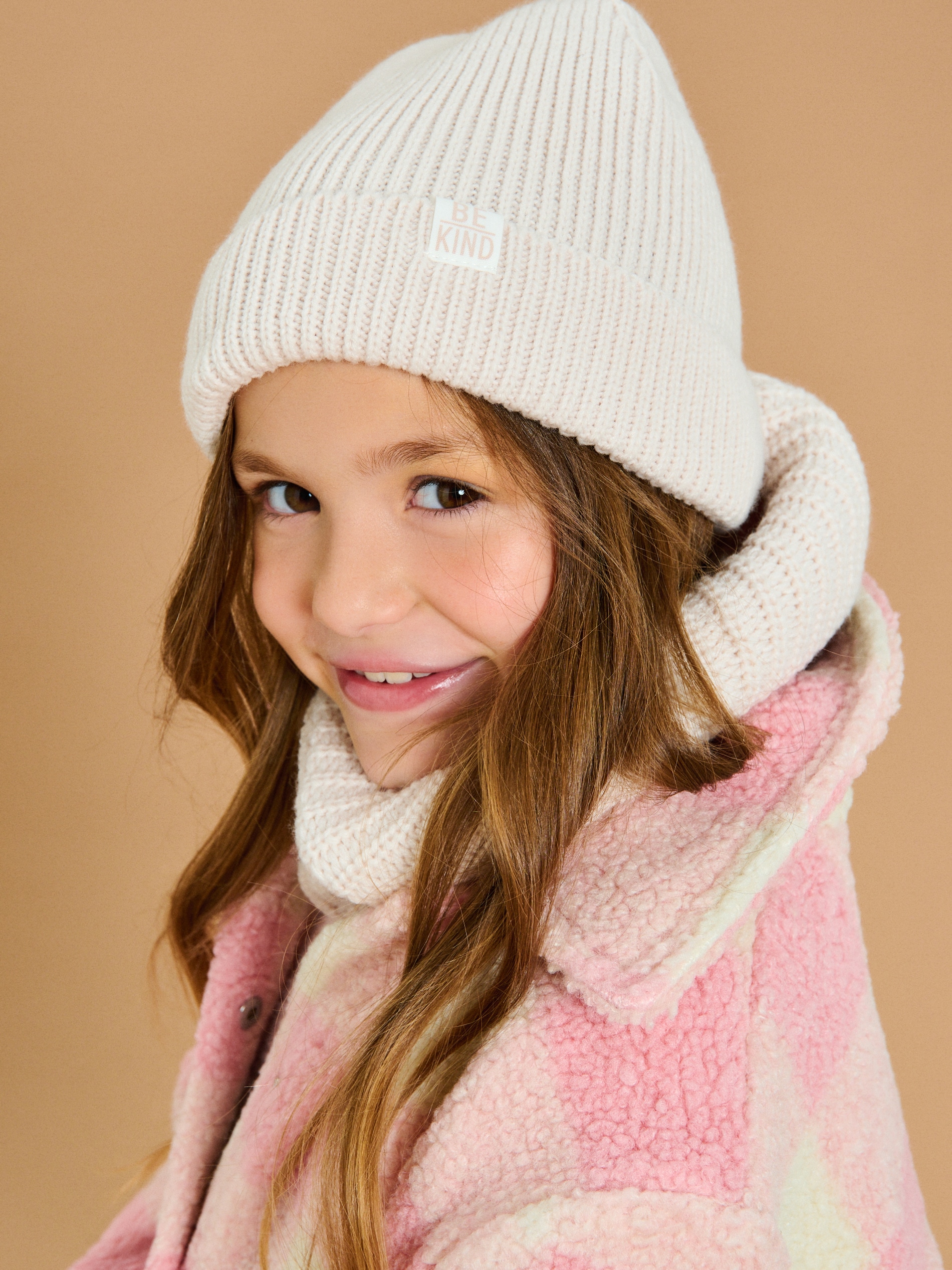 Sinsay - Σετ: Σκούφος, κασκόλ και γάντια - κρεμ φωτογραφία