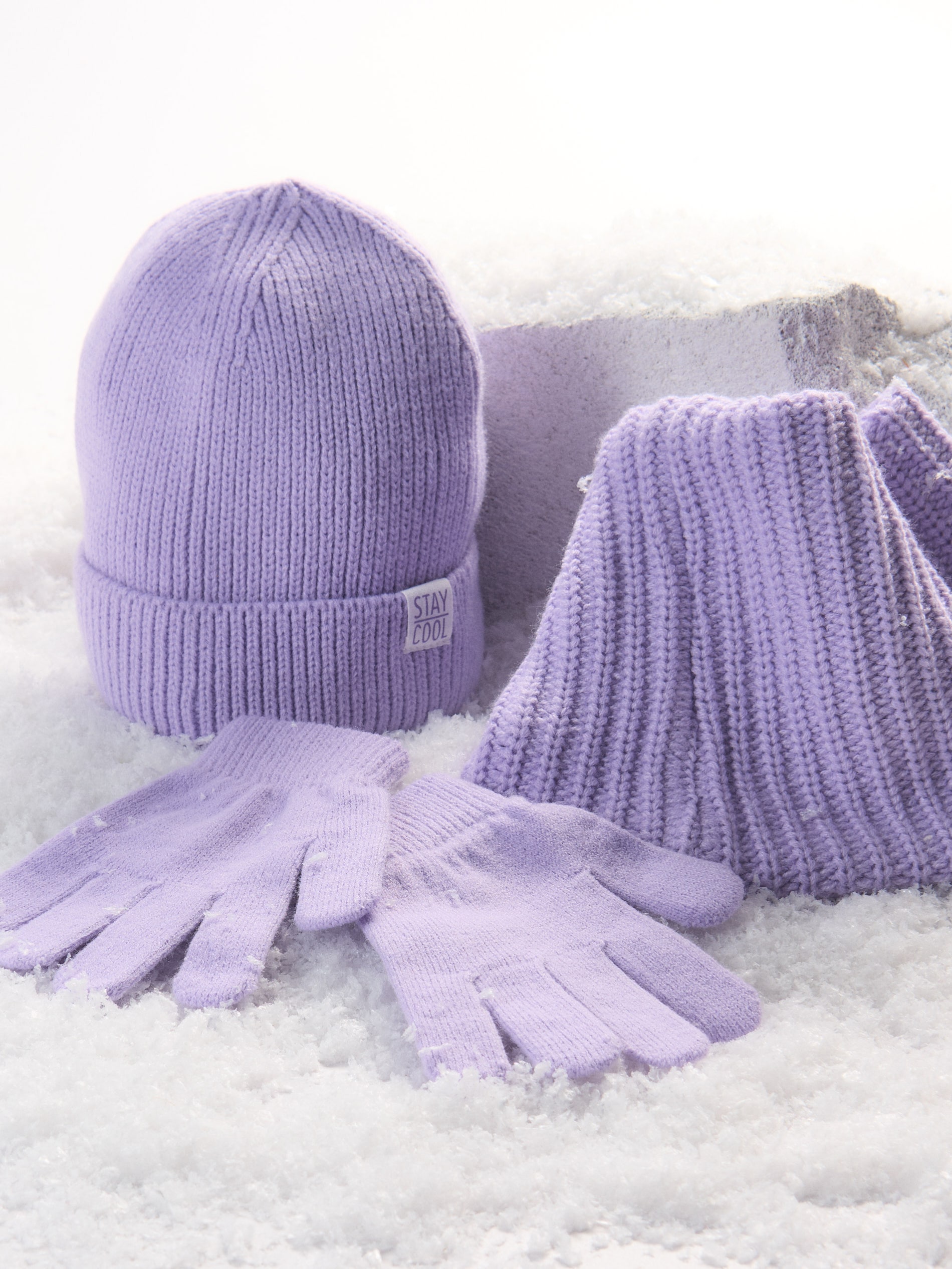 Sinsay - Σετ: Σκούφος, κασκόλ και γάντια - λιλα φωτογραφία
