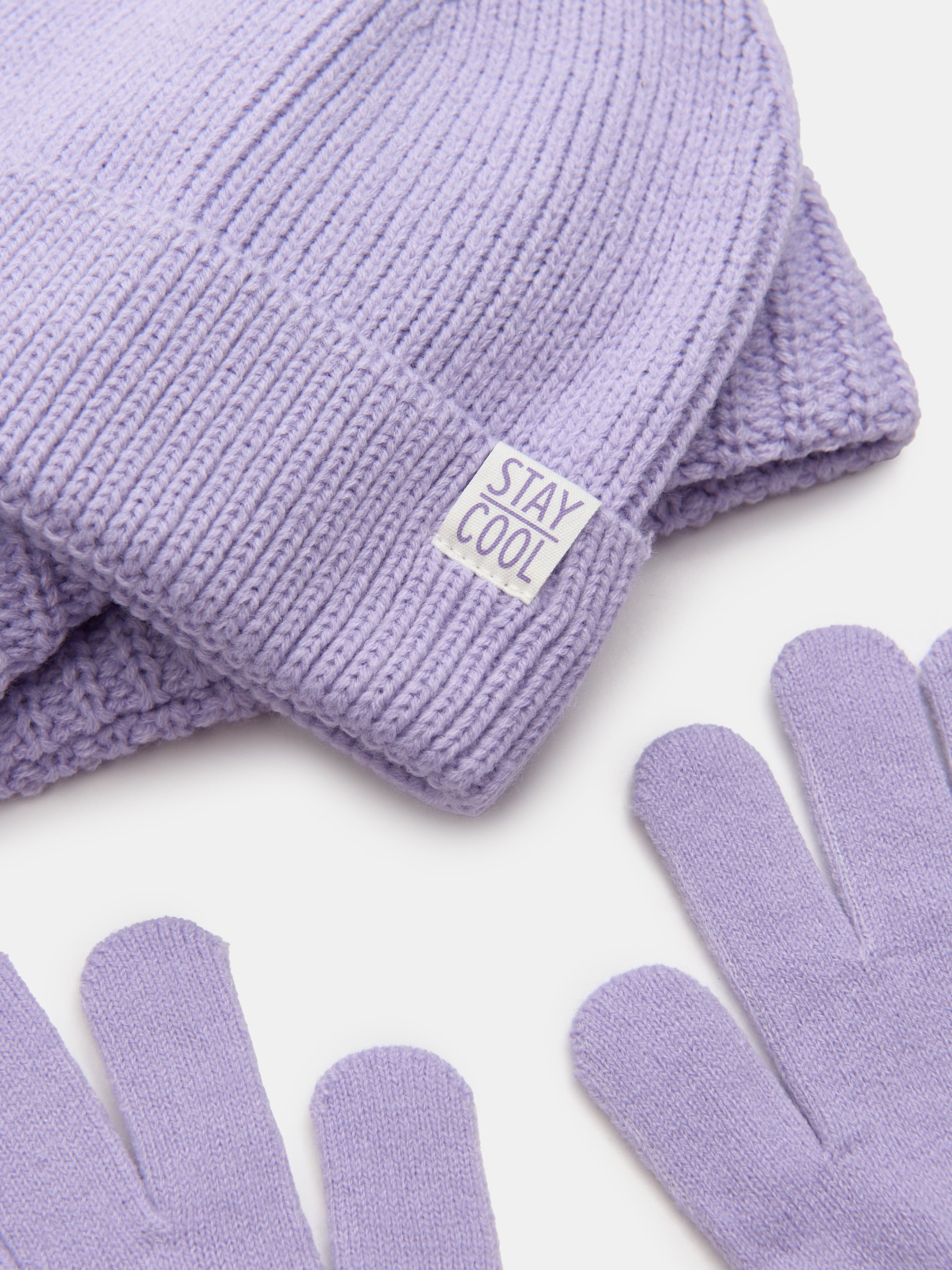 Sinsay - Σετ: Σκούφος, κασκόλ και γάντια - λιλα φωτογραφία