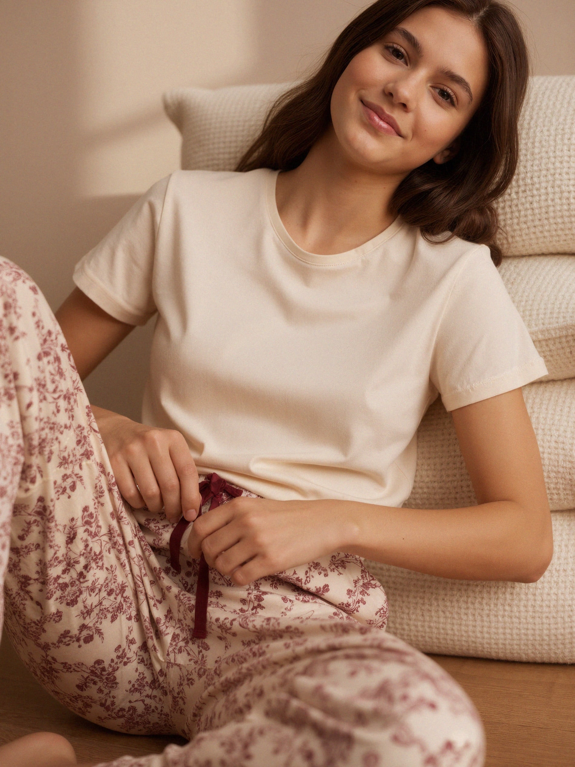 Sinsay - Bawełniana piżama dwuczęściowa - kremowy