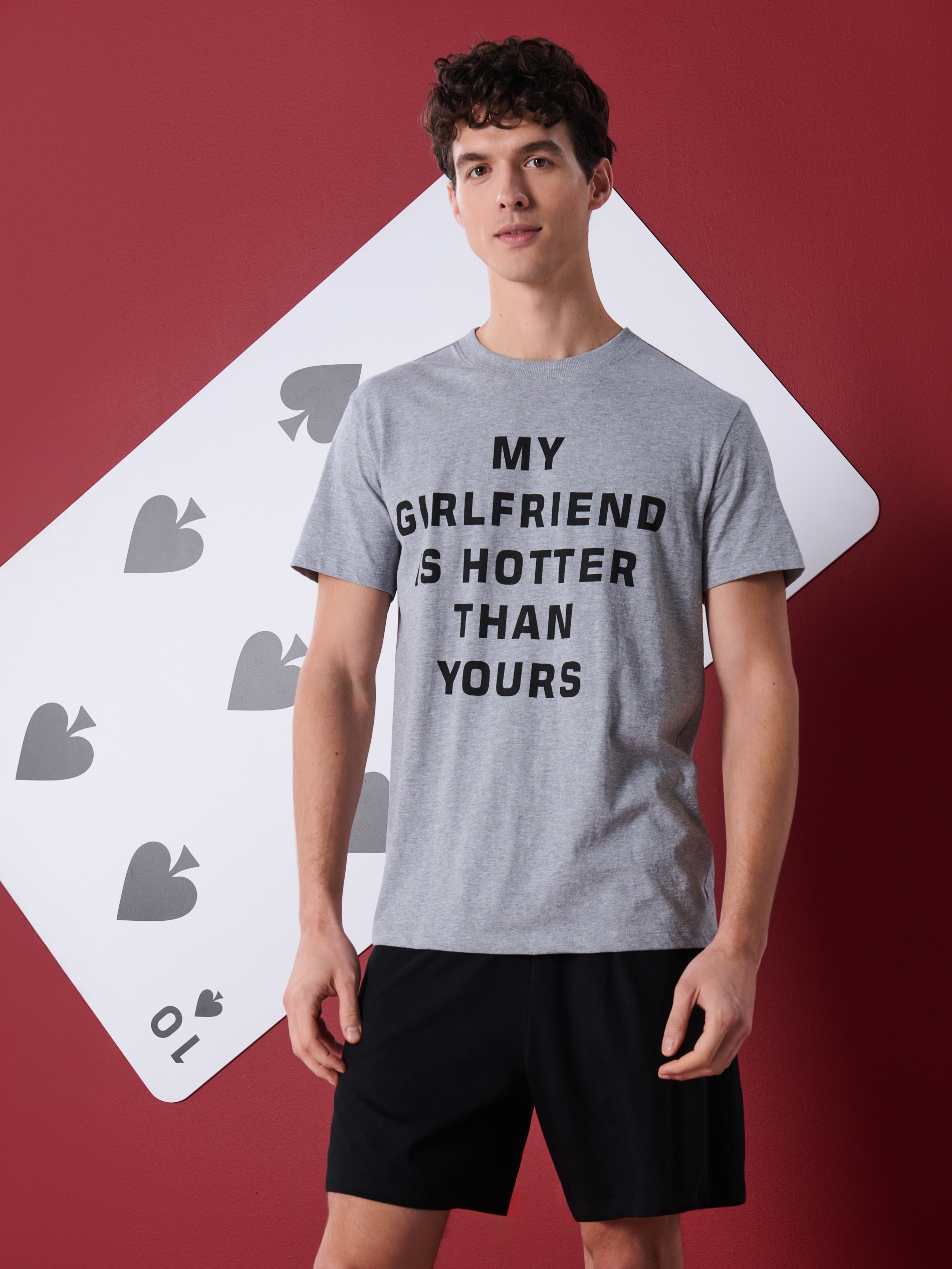 Sinsay - Bawełniana piżama dwuczęściowa z napisem - wielobarwny