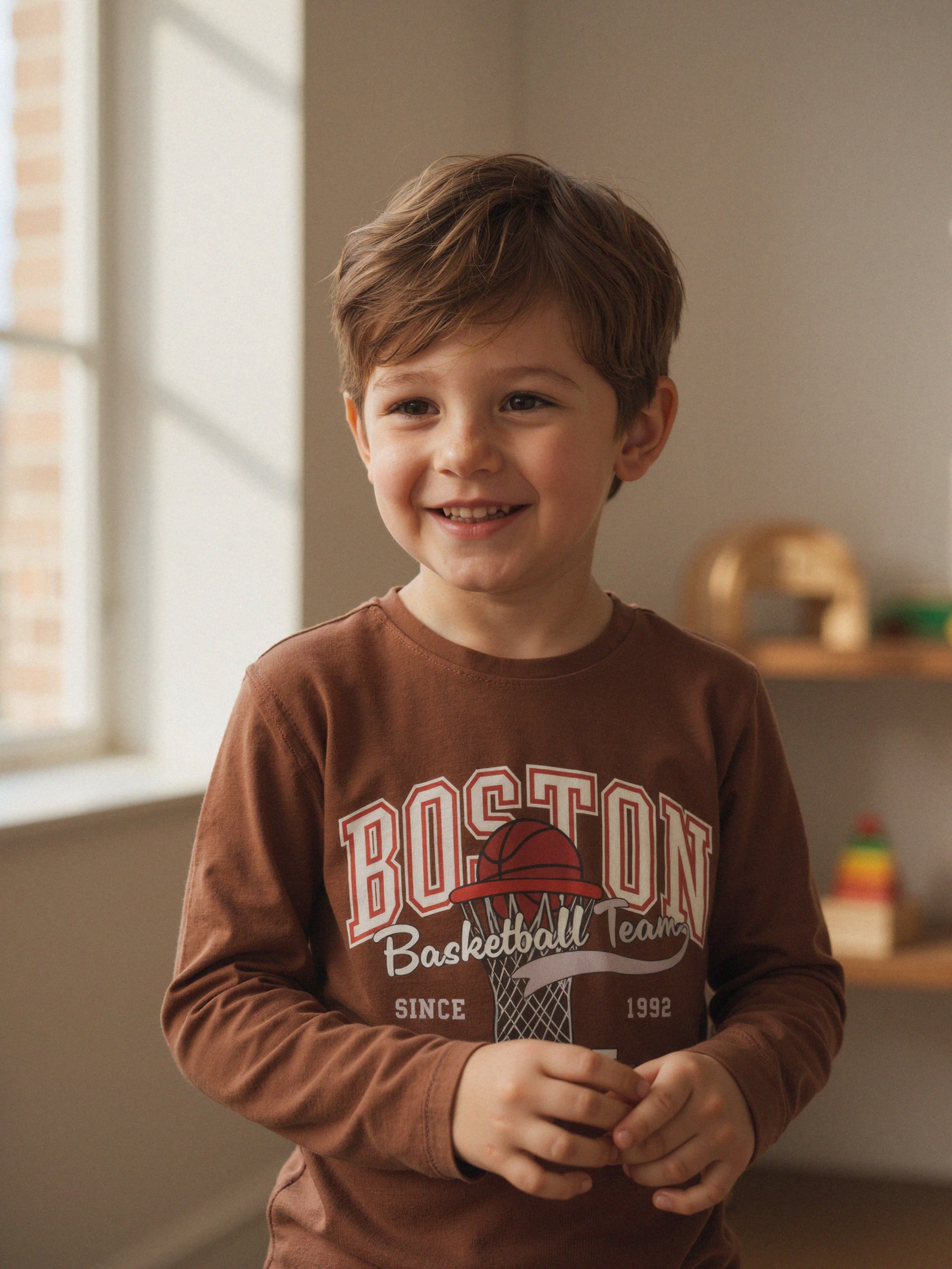 Sinsay - Koszulka z długimi rękawami - brązowy