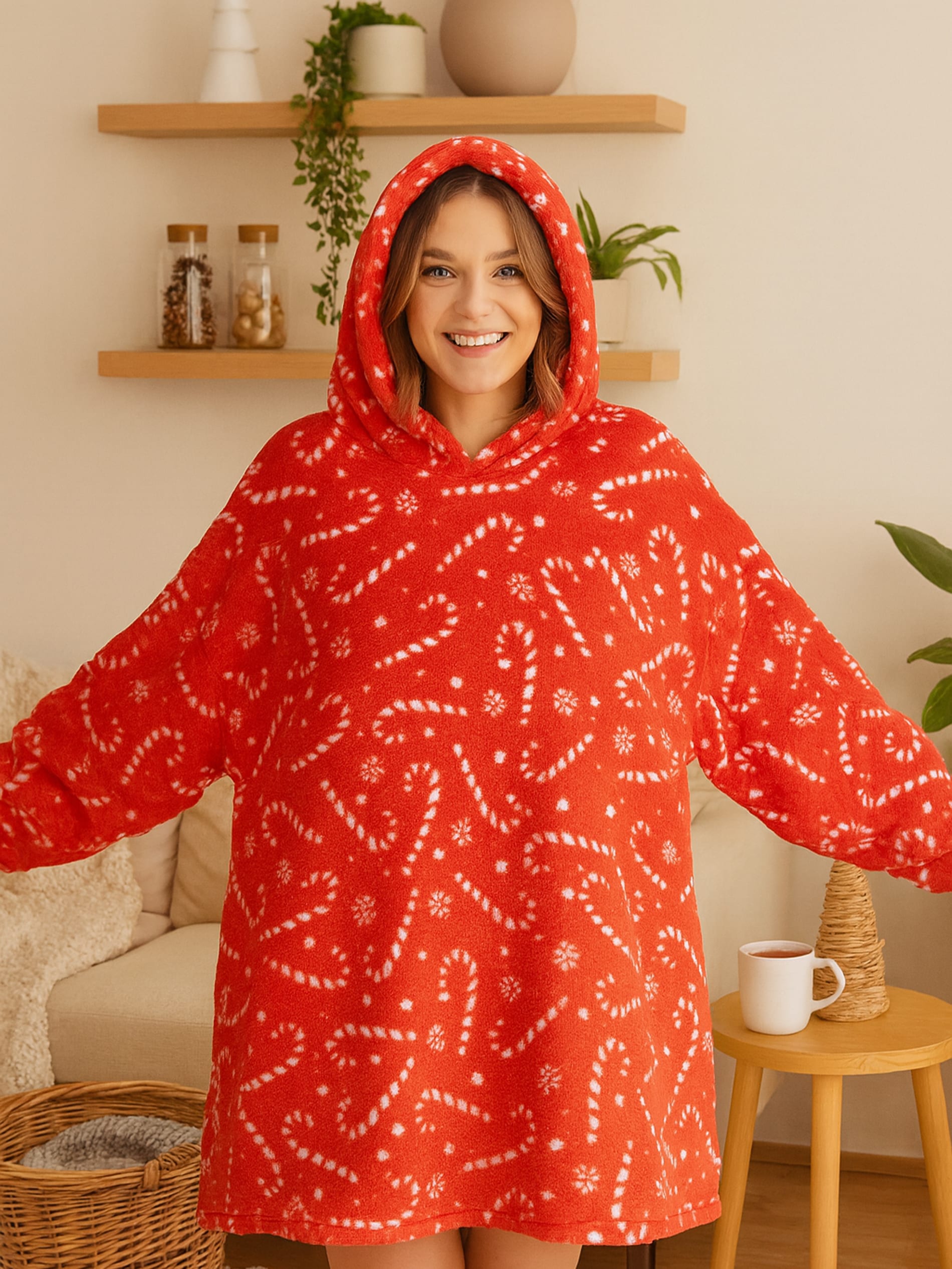 Sinsay - Φούτερ snuddie - κοκκινο φωτογραφία