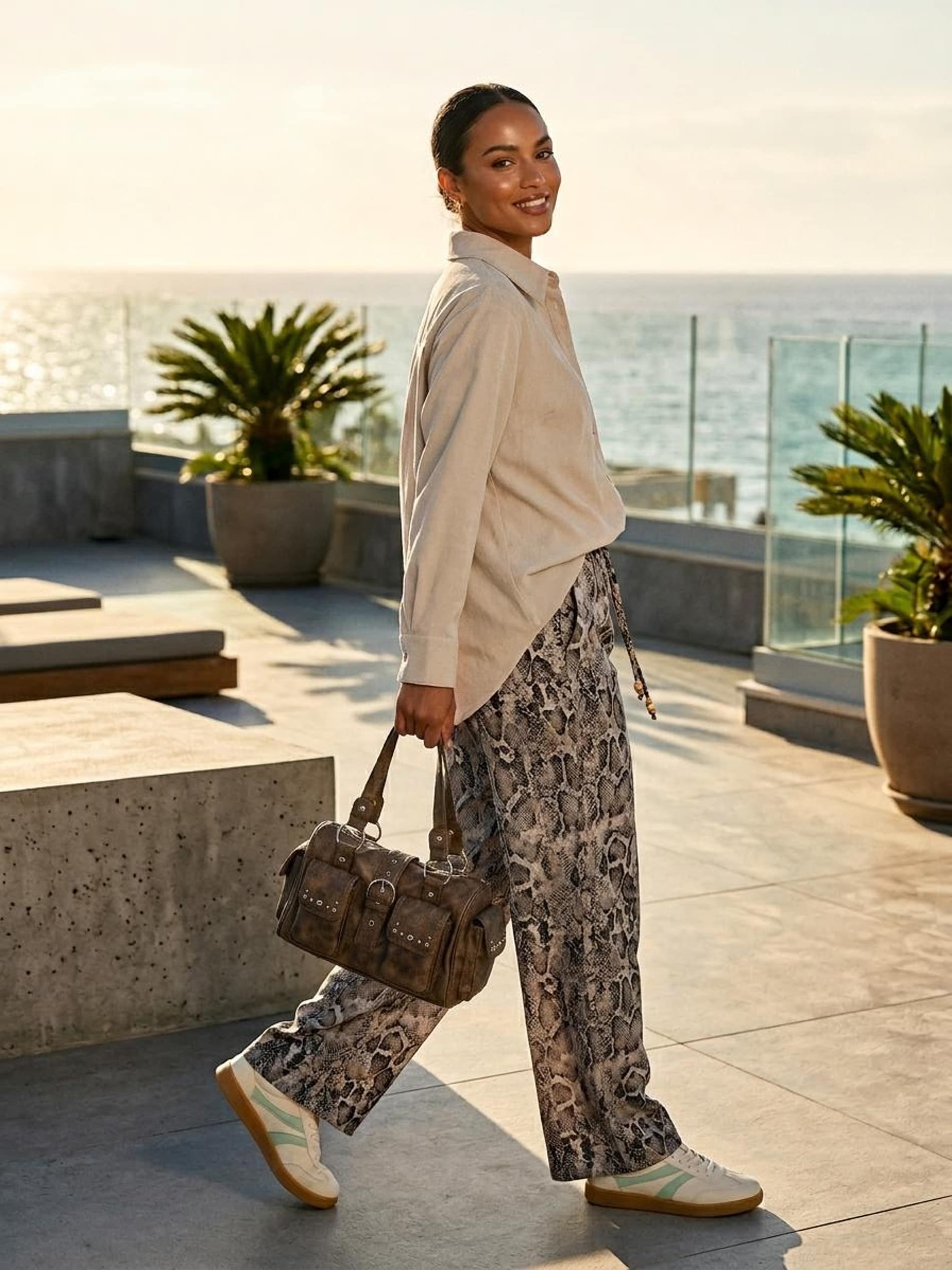 Sinsay - Koszula oversize z domieszką lnu - beżowy