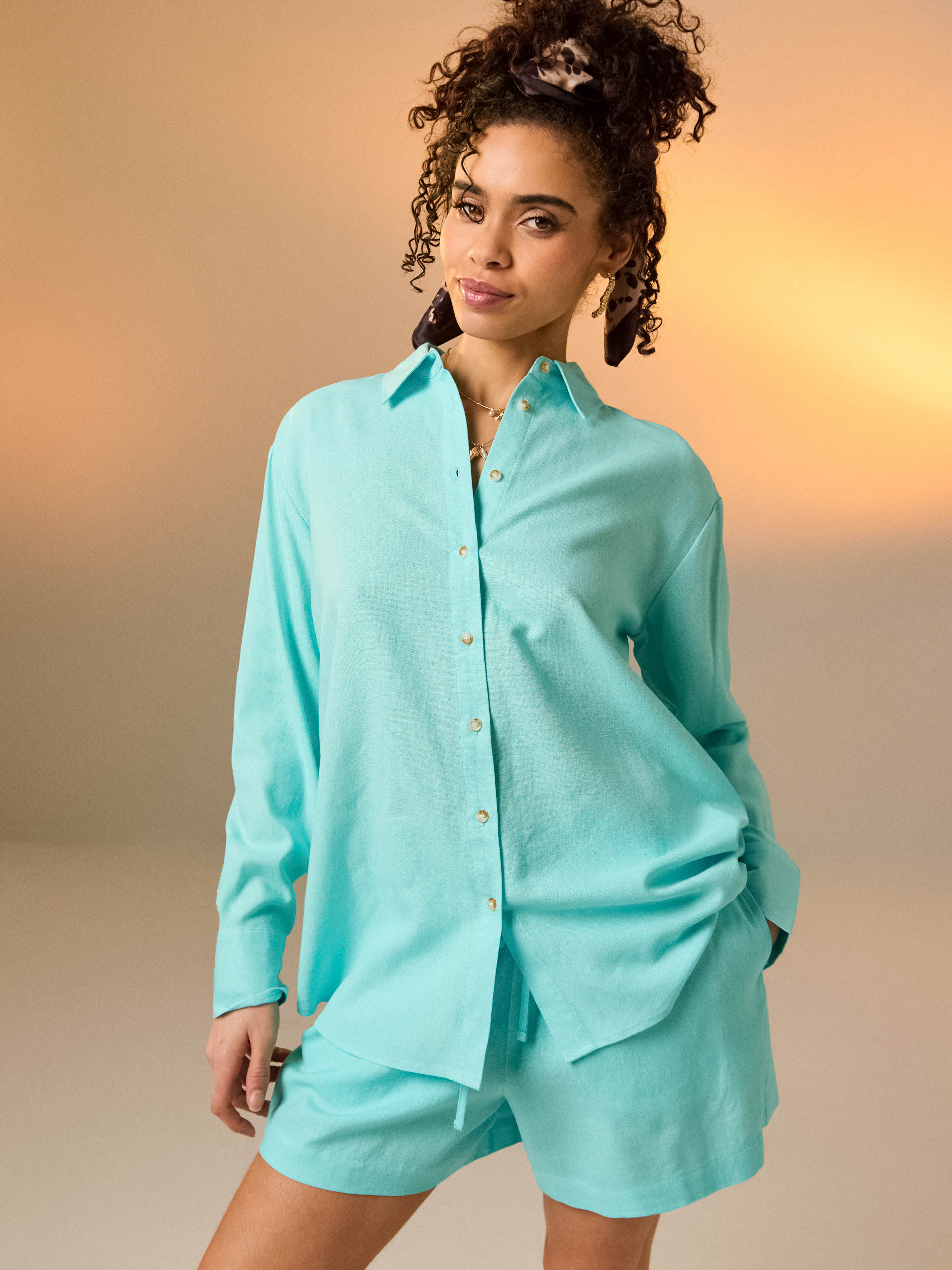 Sinsay - Koszula z domieszką lnu - zielony