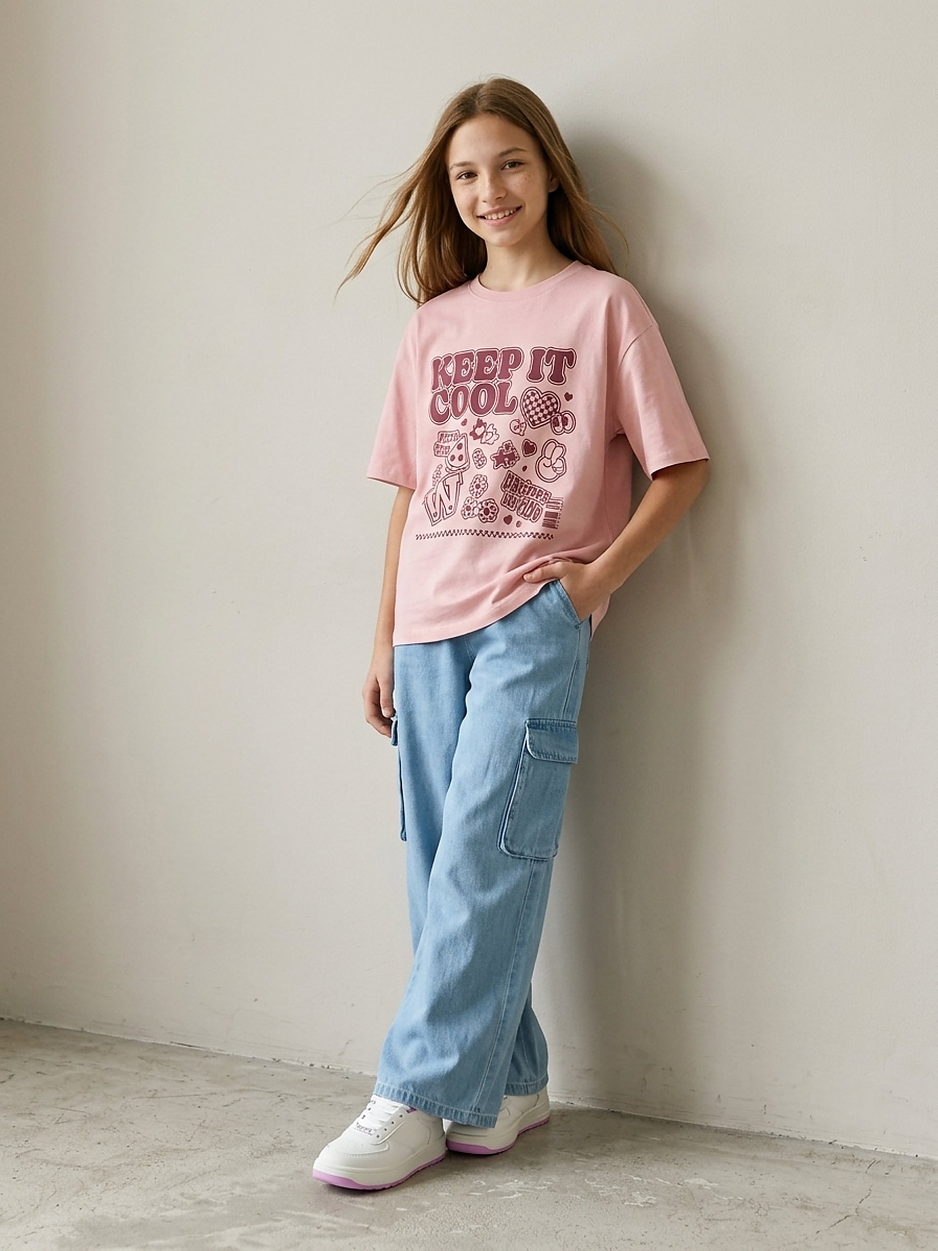 Sinsay - Jeansy wide leg cargo z lyocellu - niebieski