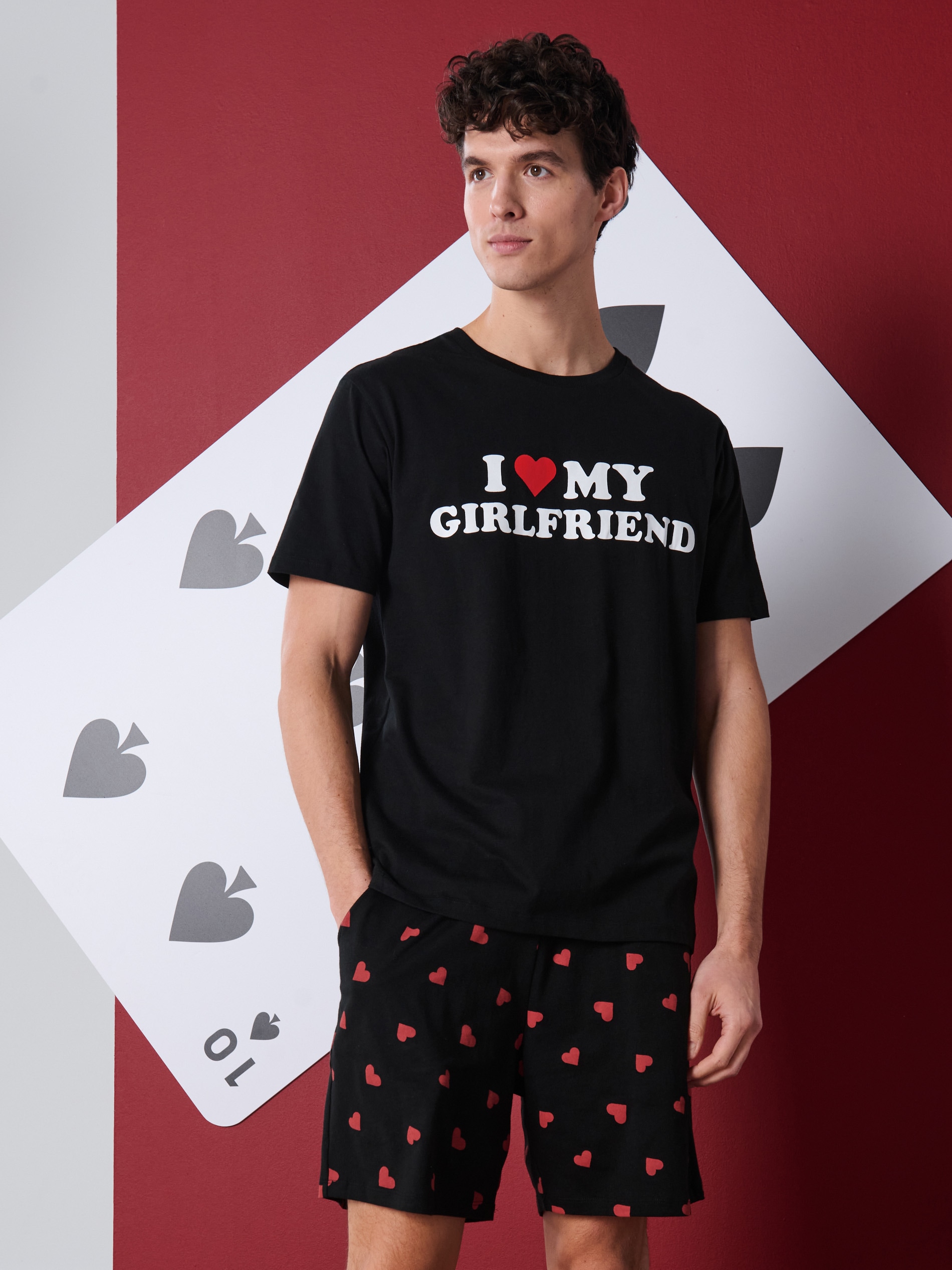 Sinsay - Bawełniana piżama dwuczęściowa z nadrukiem - czarny