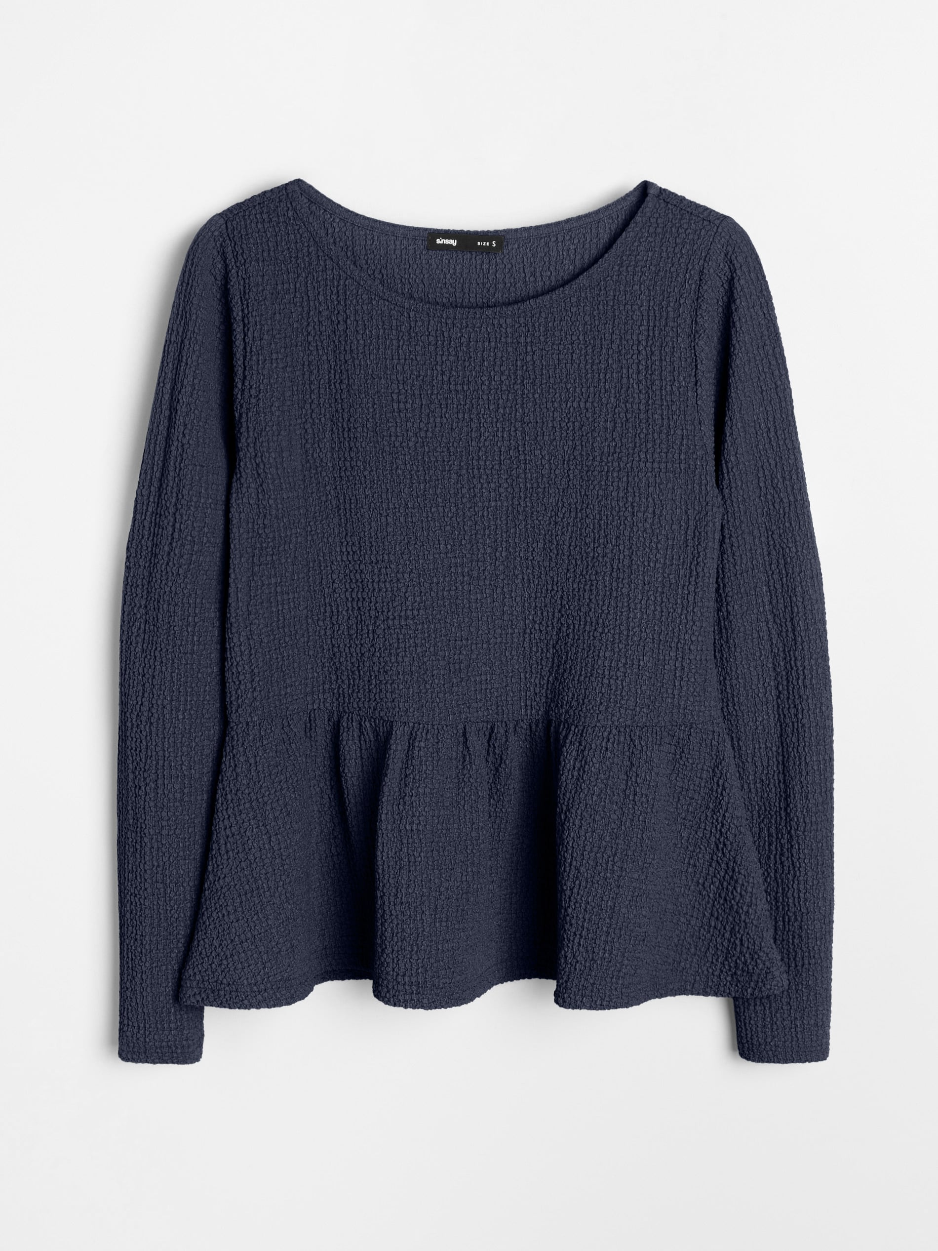 Sinsay - Bluzka z ozdobnymi falbanami - granatowy