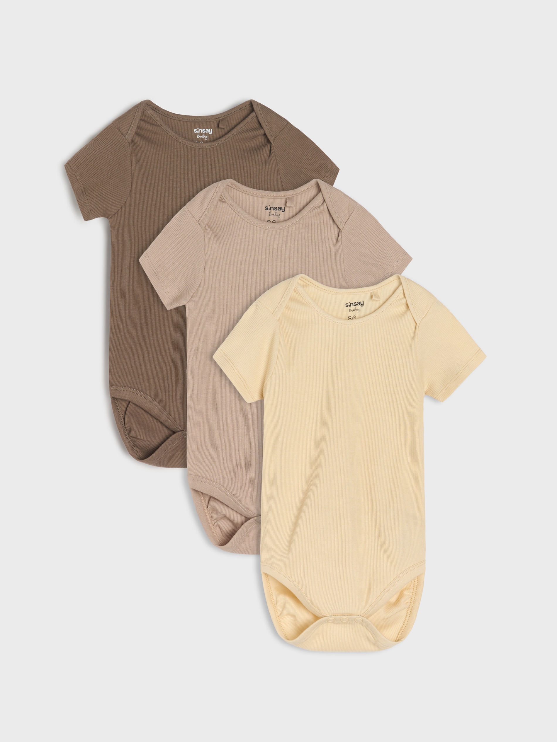 Sinsay - Prążkowane body 3 pack - kremowy