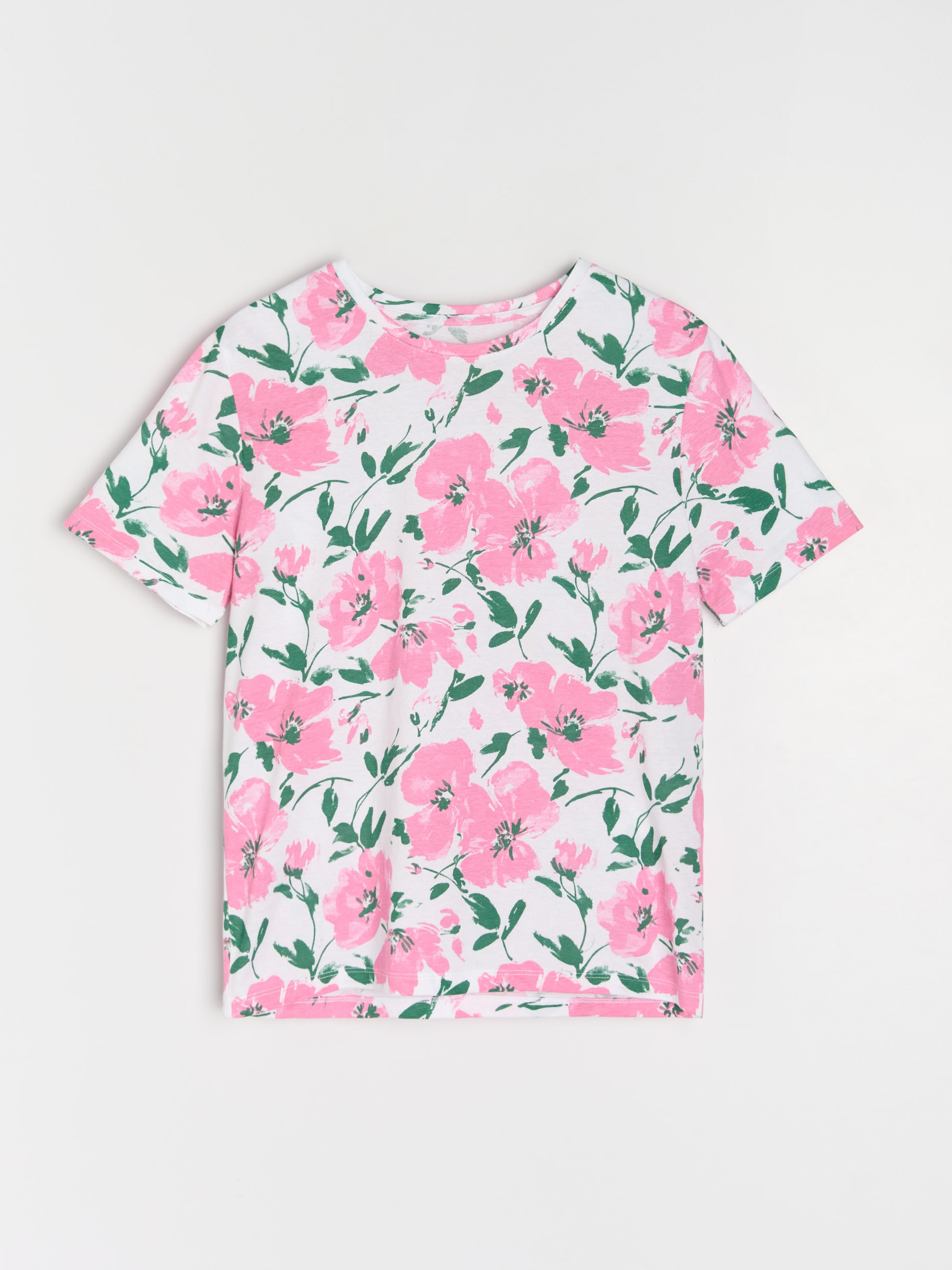 Sinsay - Bawełniana koszulka ze wzorem w kwiaty - Inny