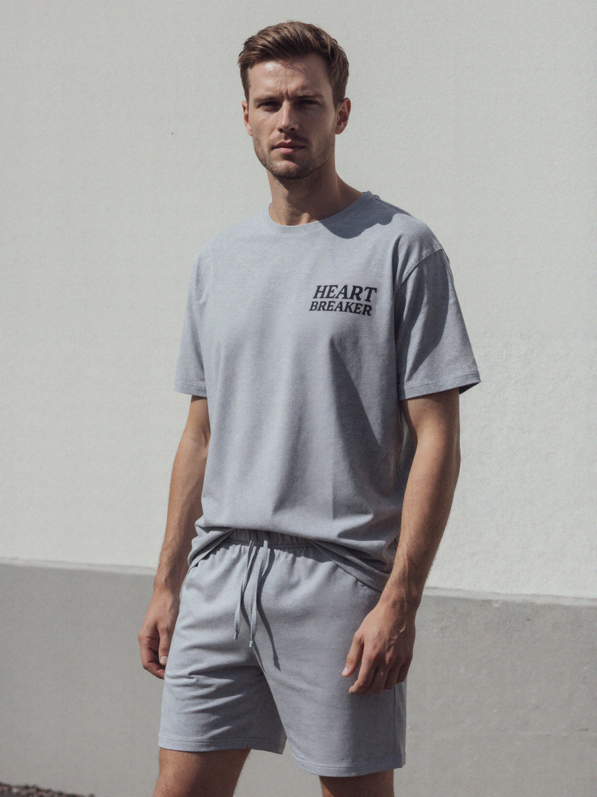 Sinsay - Bawełniana piżama dwuczęściowa z nadrukiem - szary