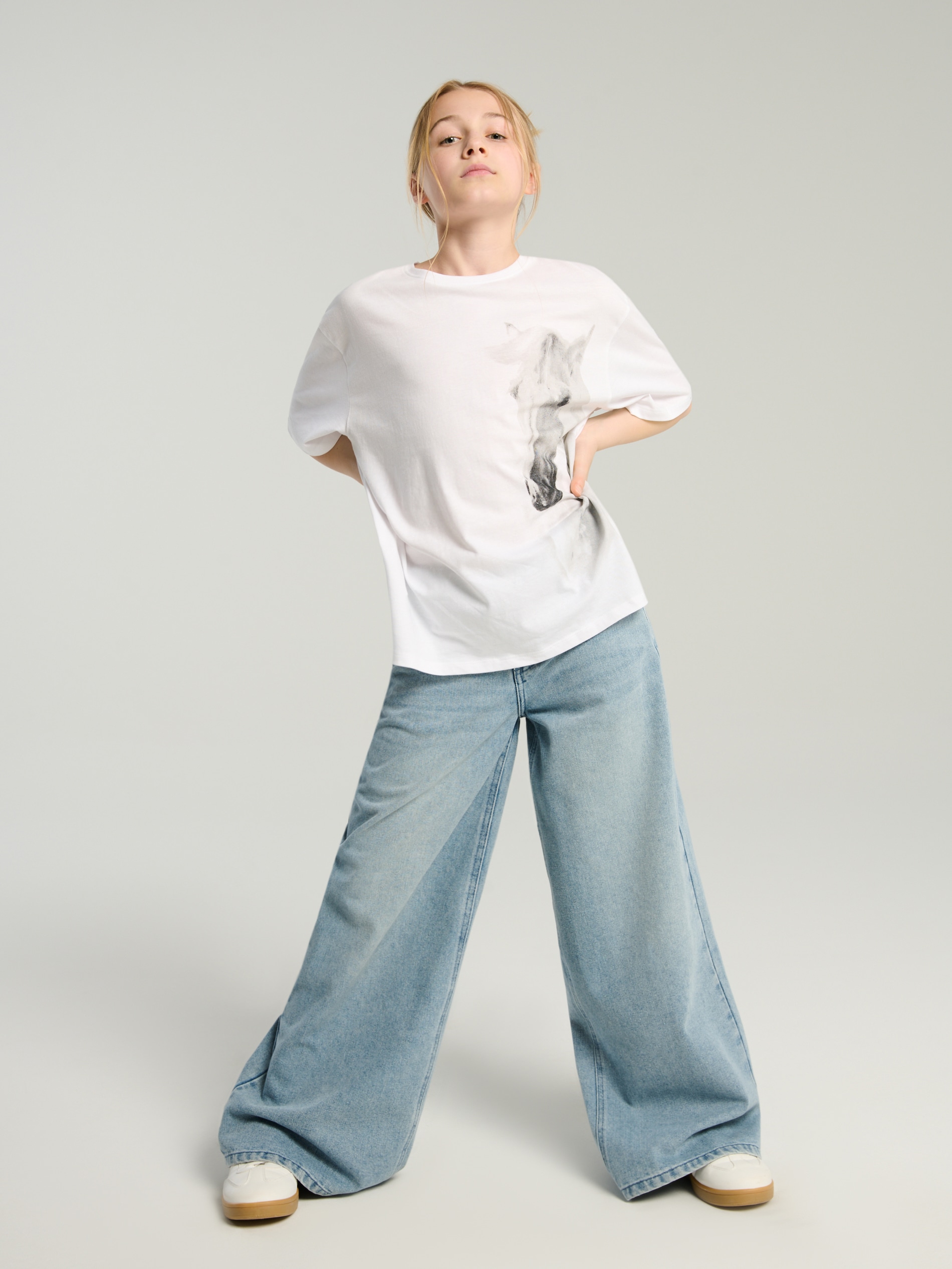 Sinsay - Jeansy wide leg high waist - niebieski