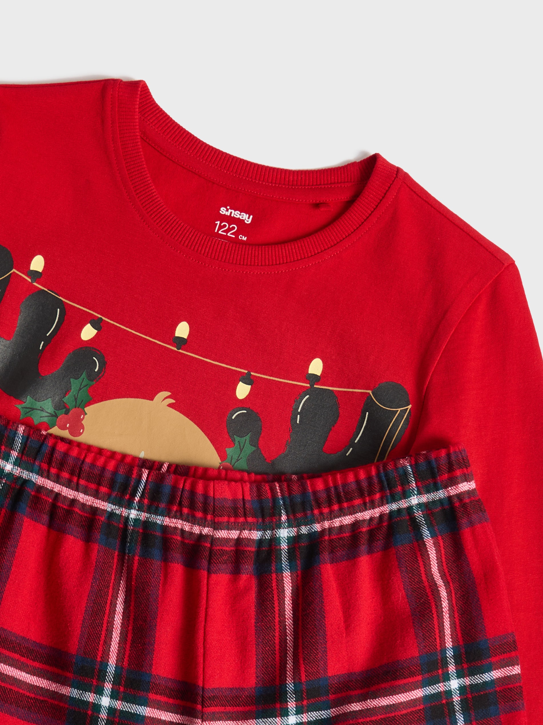 Sinsay - Πιτζάμα με καρό φανελένιο παντελόνι - κοκκινο φωτογραφία