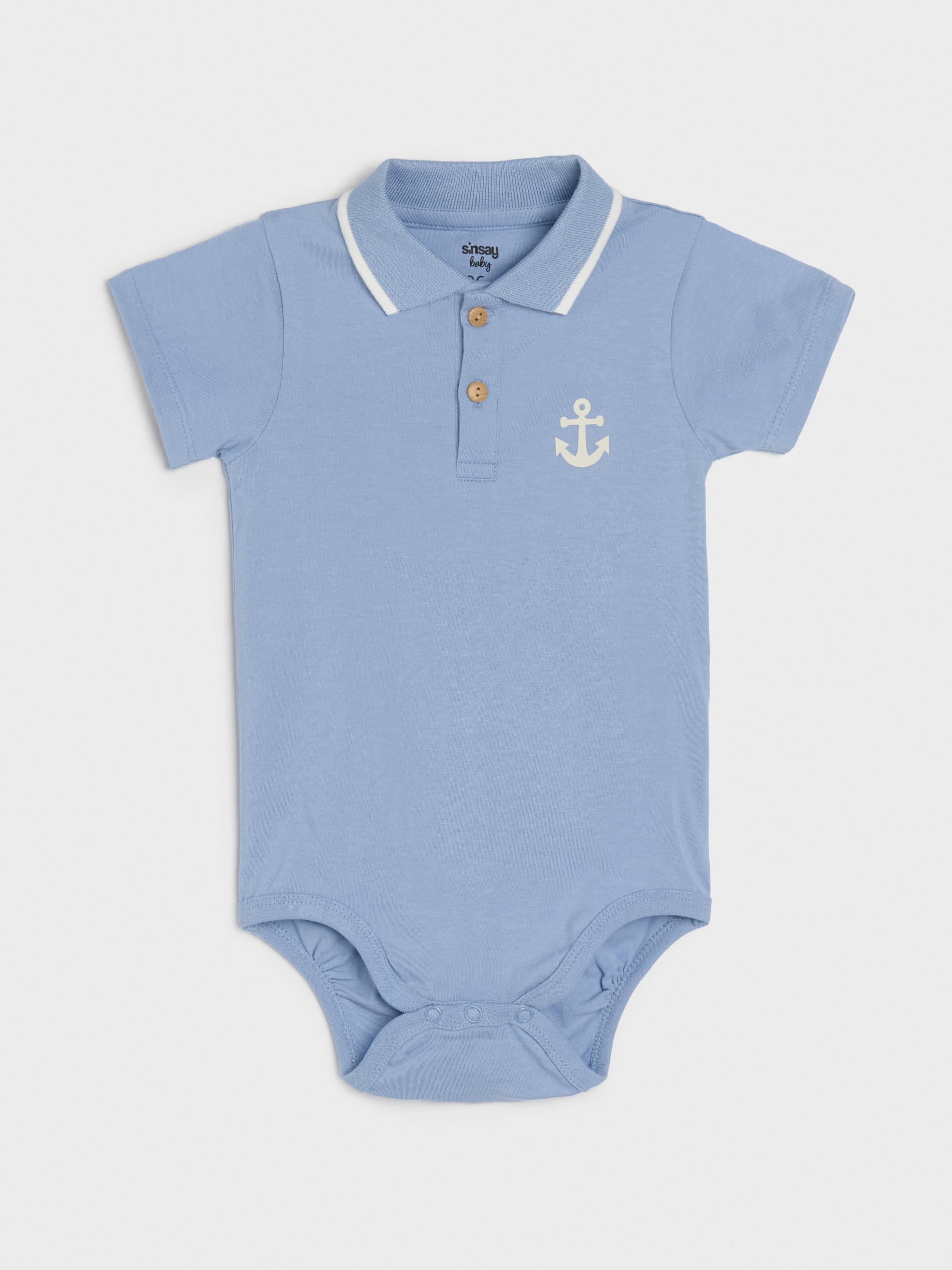 Sinsay - Body polo z kołnierzykiem - mid blue