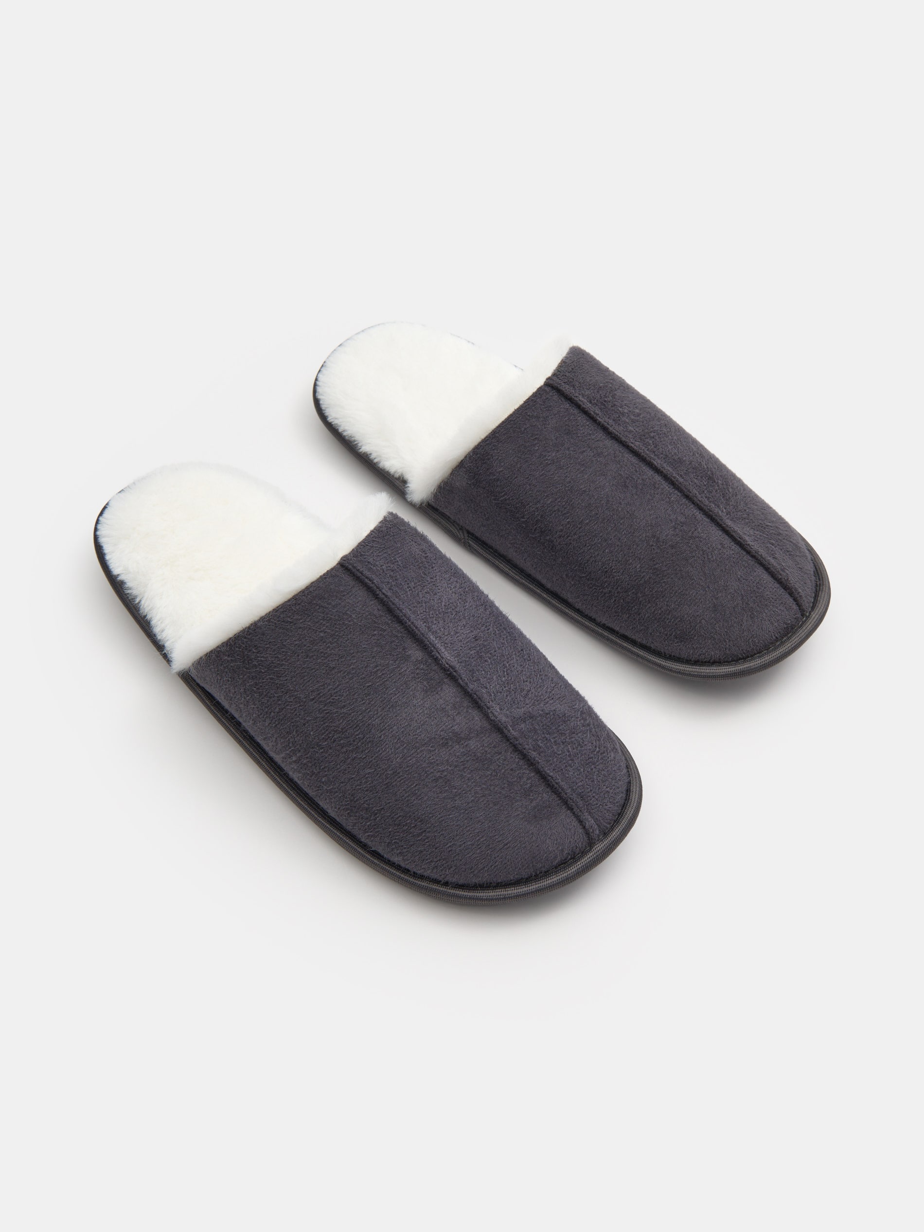 Sinsay - Παντόφλες με συνθετική γούνα - σκουρο γκρι φωτογραφία