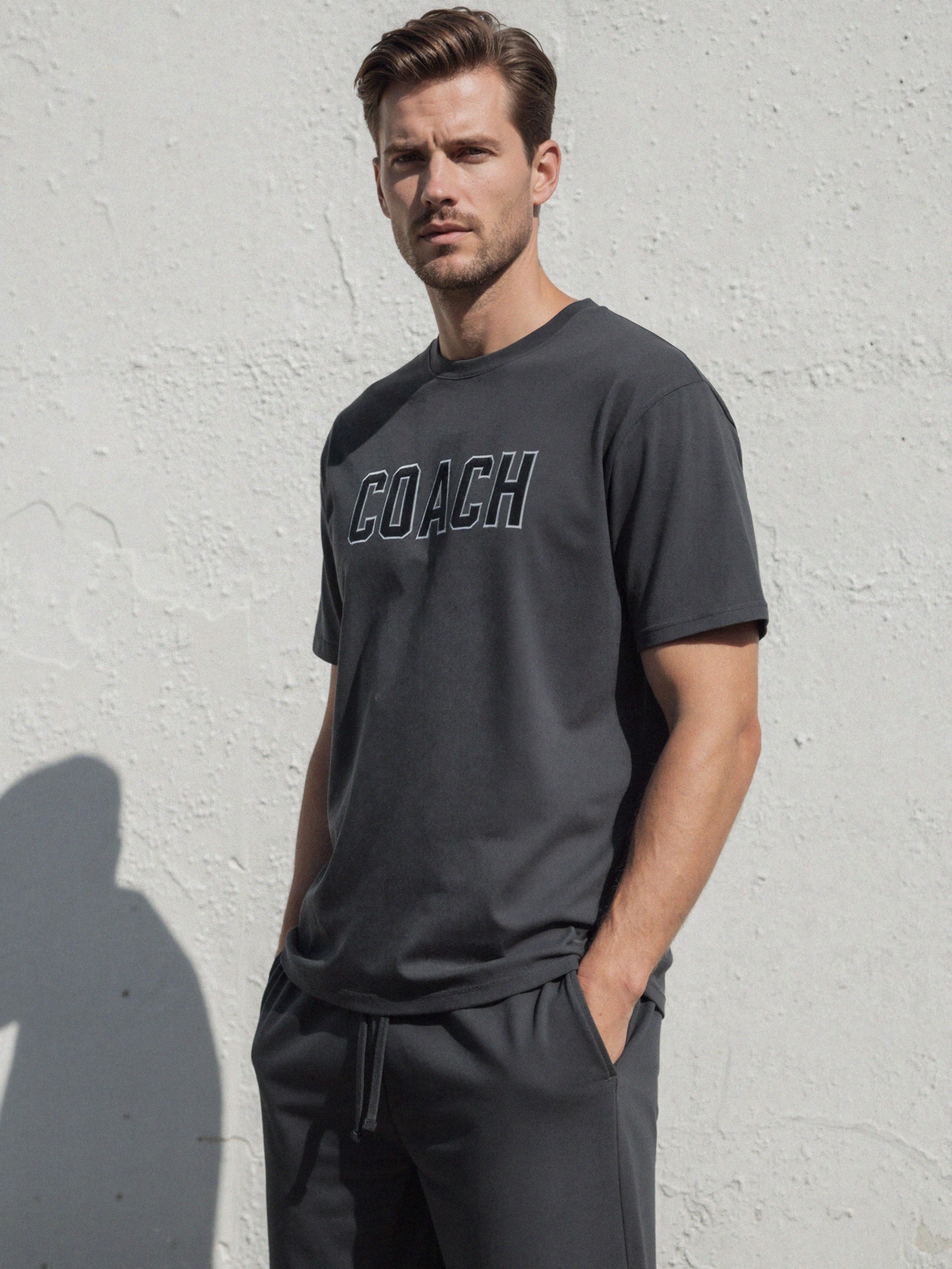 Sinsay - Piżama dwuczęściowa z napisem Coach - szary