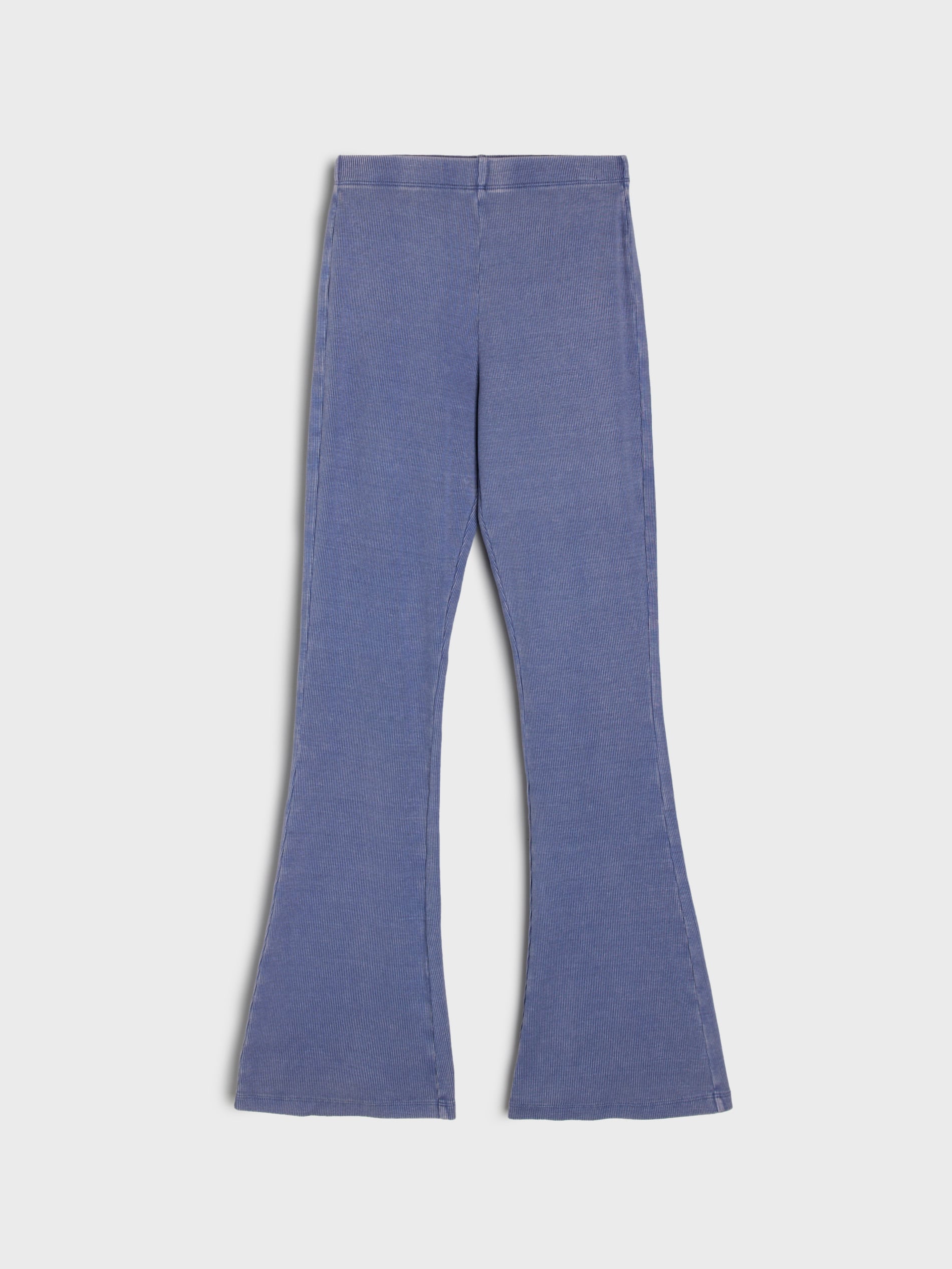 Sinsay - Prążkowane spodnie flare - niebieski