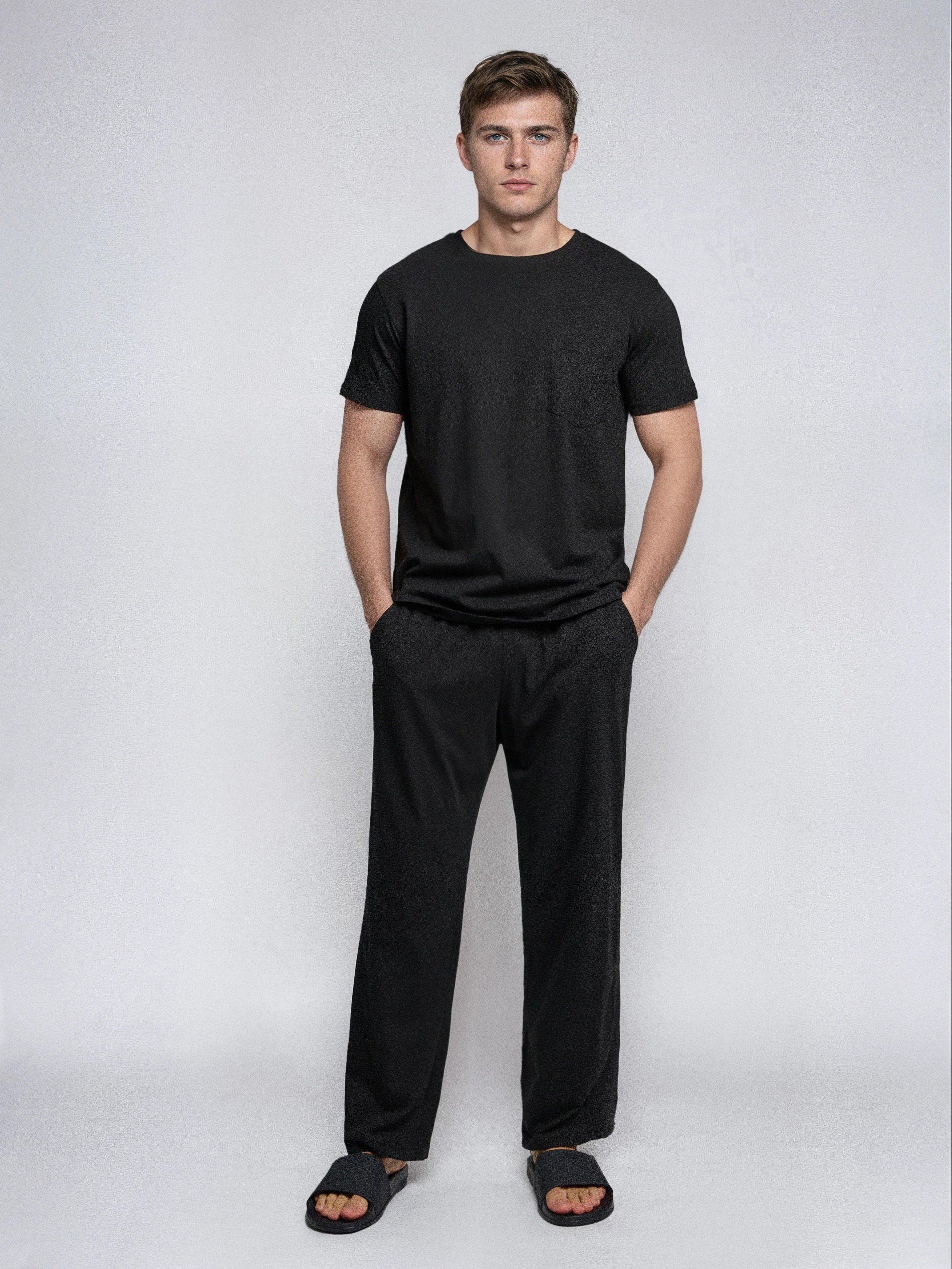 Sinsay - Bawełniana piżama dwuczęściowa - czarny