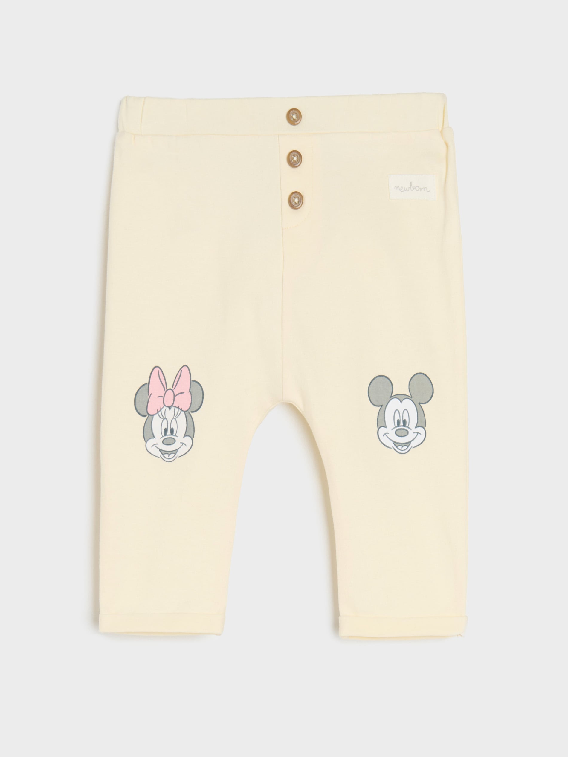Sinsay - Spodnie Mickey Mouse - kremowy