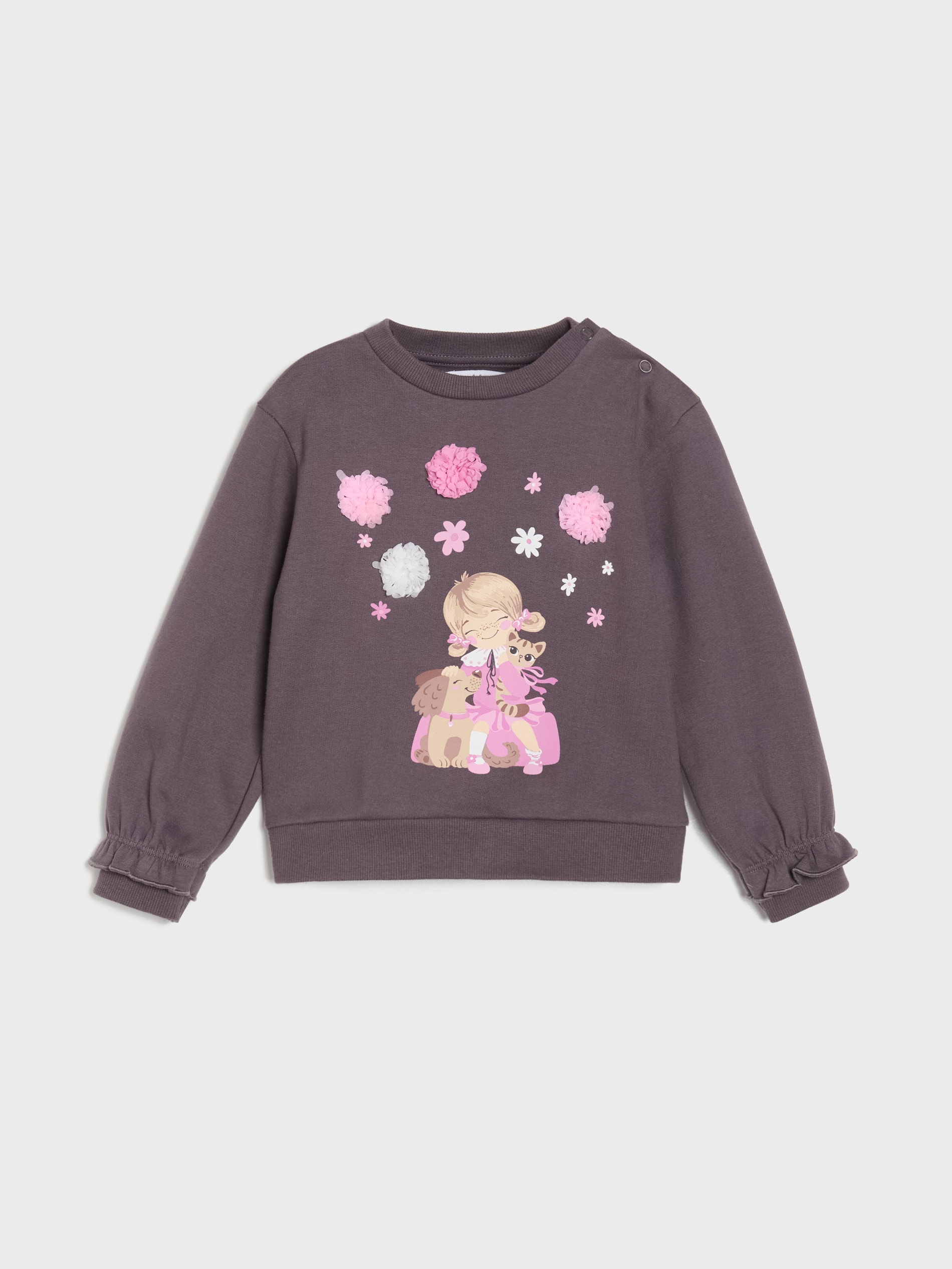 Sinsay - Bluza z gumkami przy rękawach - szary