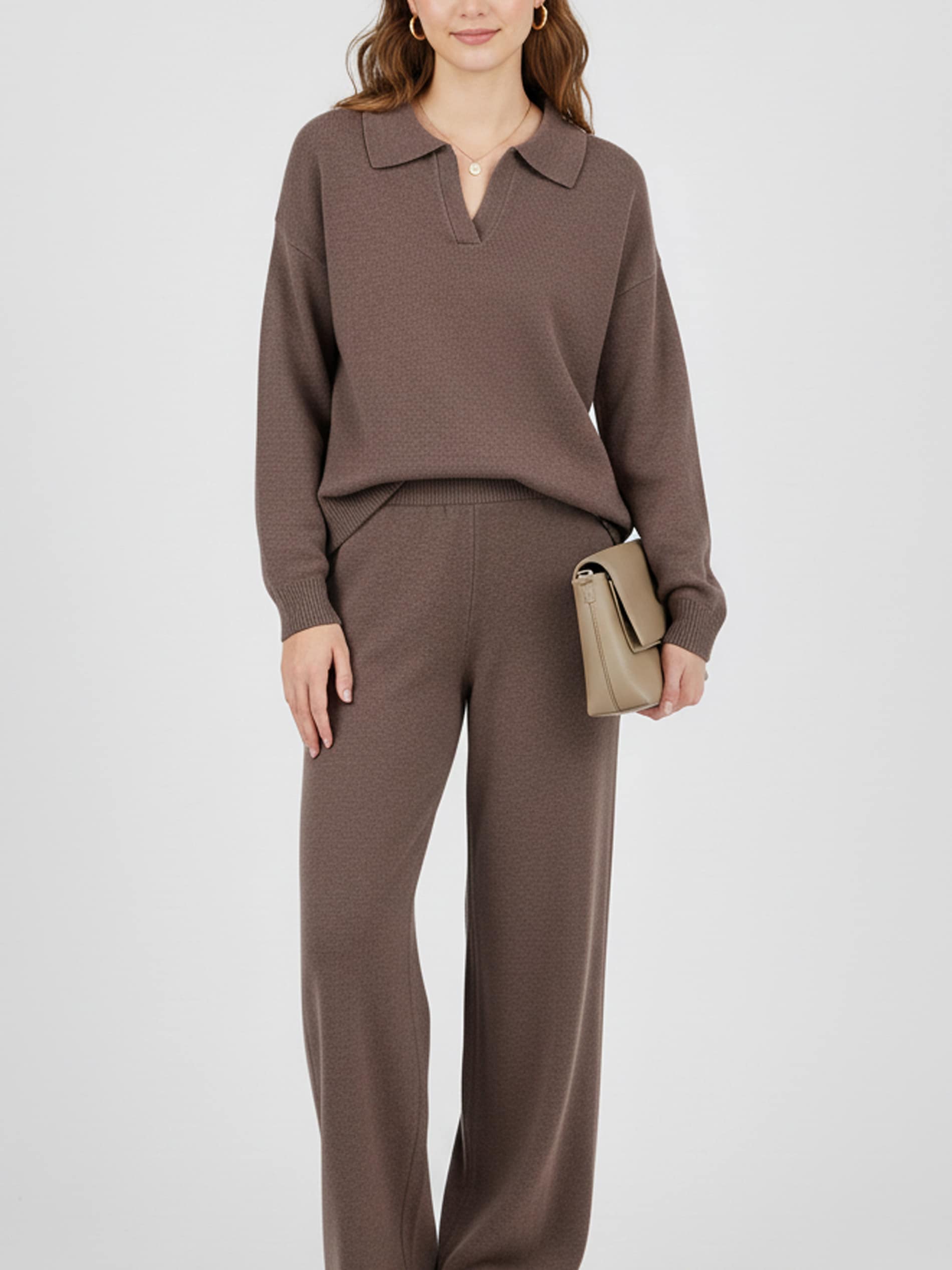 Sinsay - Gładki sweter z kołnierzem - beżowy