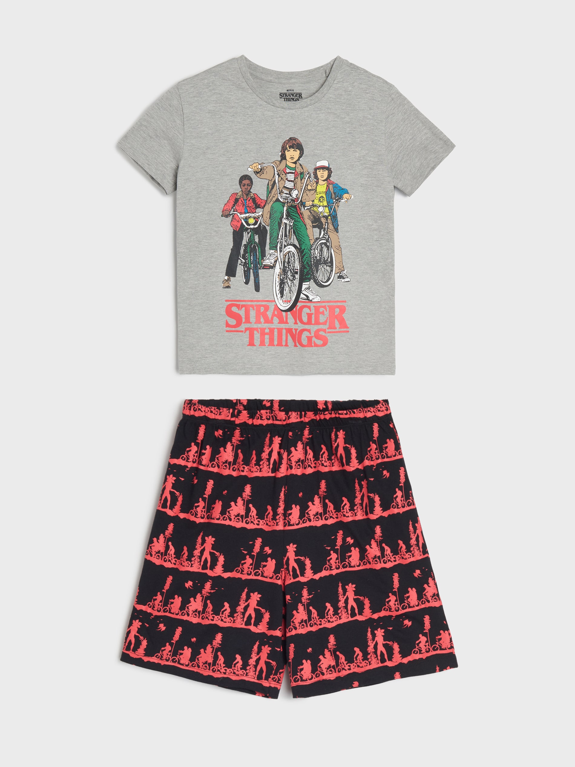 Sinsay - Piżama dwuczęściowa z domieszką wiskozy Stranger Things - szary