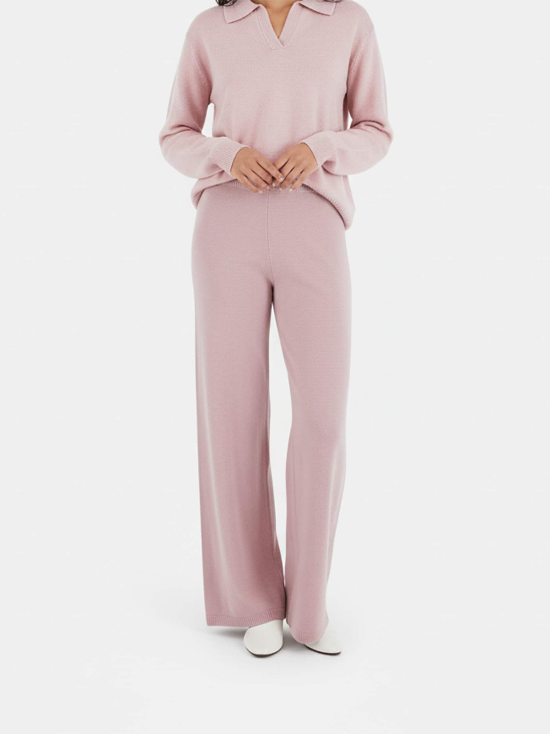 Sinsay - Dzianinowe spodnie z elastycznym pasem - różowy